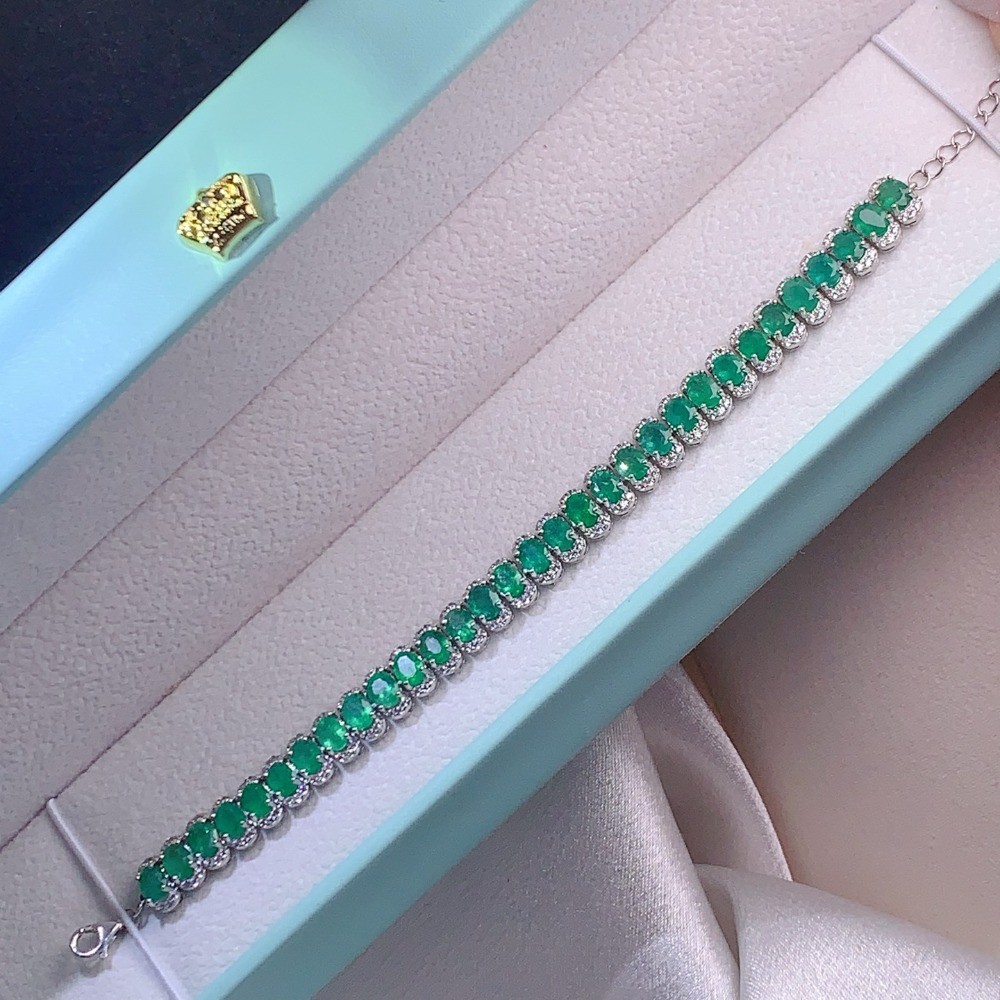 Natural Highquality emerald bracelet Gemstone Jewelry S925Silver Plated18K Gold