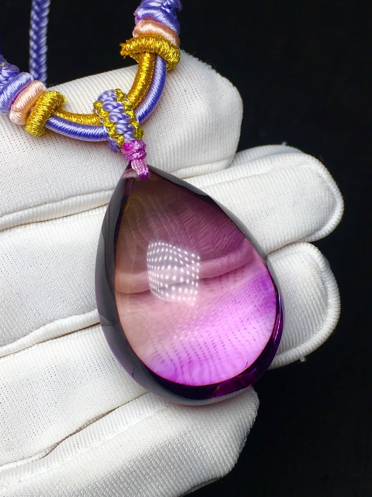 Natural Full Clear Gradient Amethyst Teardrop Pendant, Improve Focus Wisdom Gift