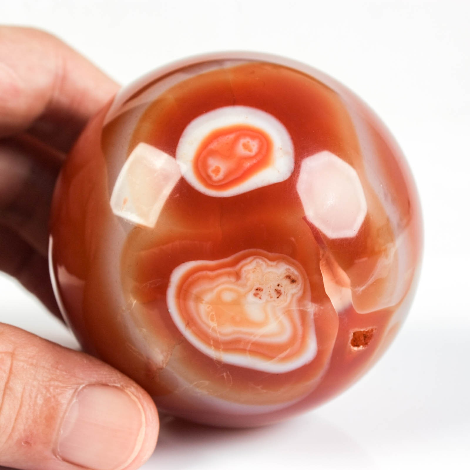 2.5″ 12.35oz Banded Carnelian Agate Sphere Crystal Ball Natural Mineral Specimen