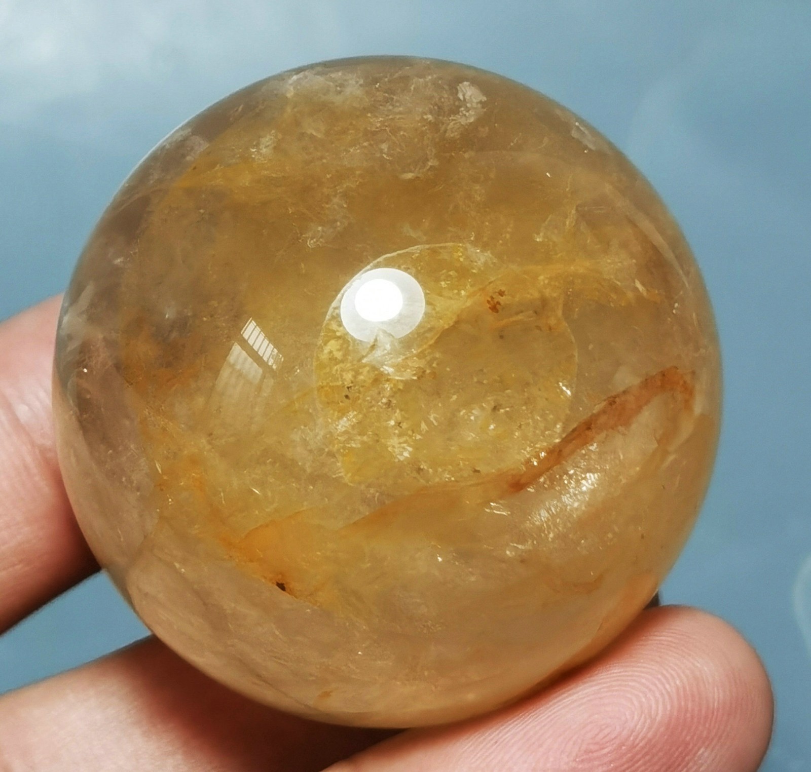 Natural Golden Healer QUARTZ Polished Sphere Ball Reiki Stone Healing