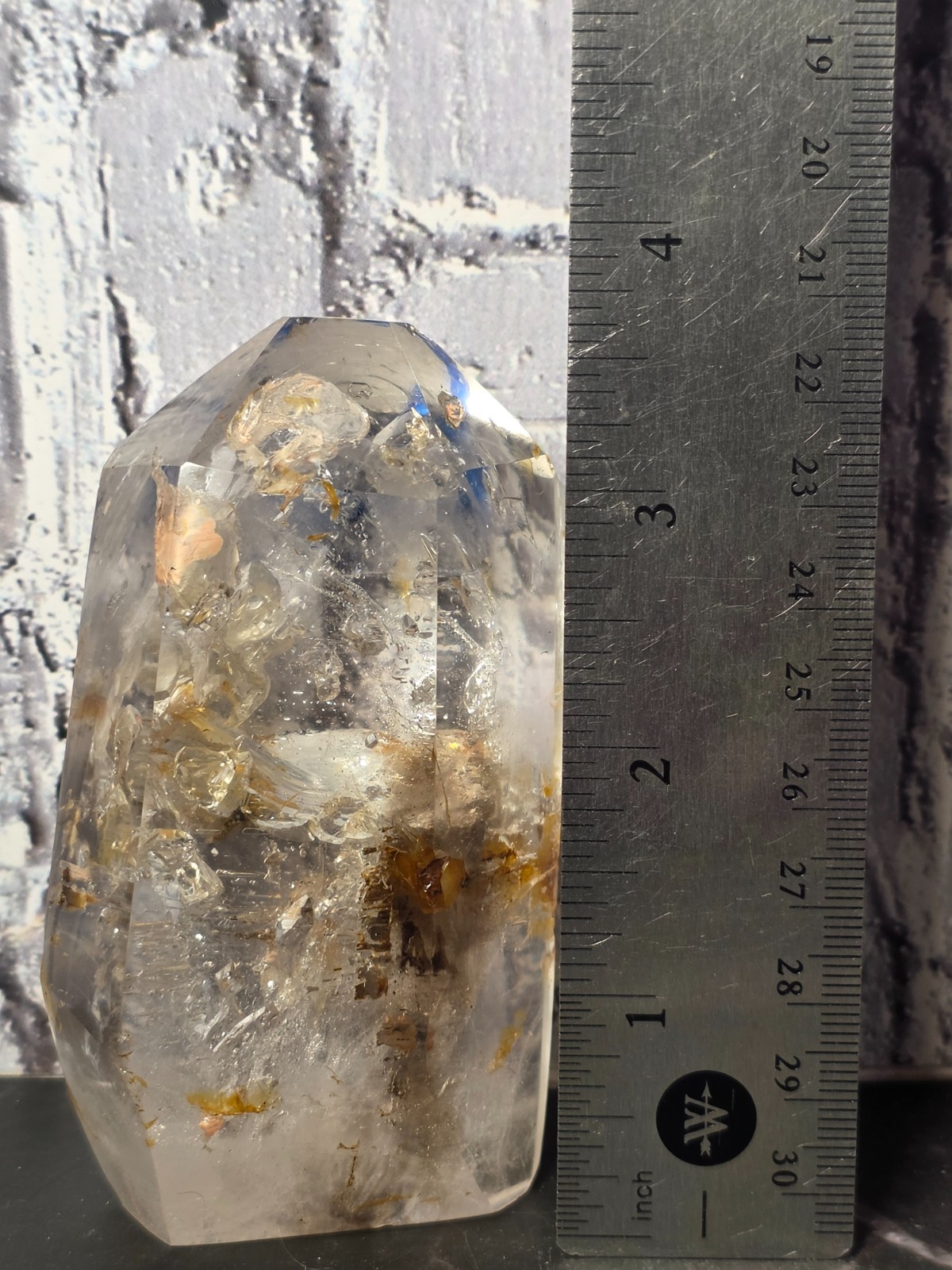 Scenic Enhydro Quartz Moving Bubble Golden Healer Crystal Freeform 264.27g