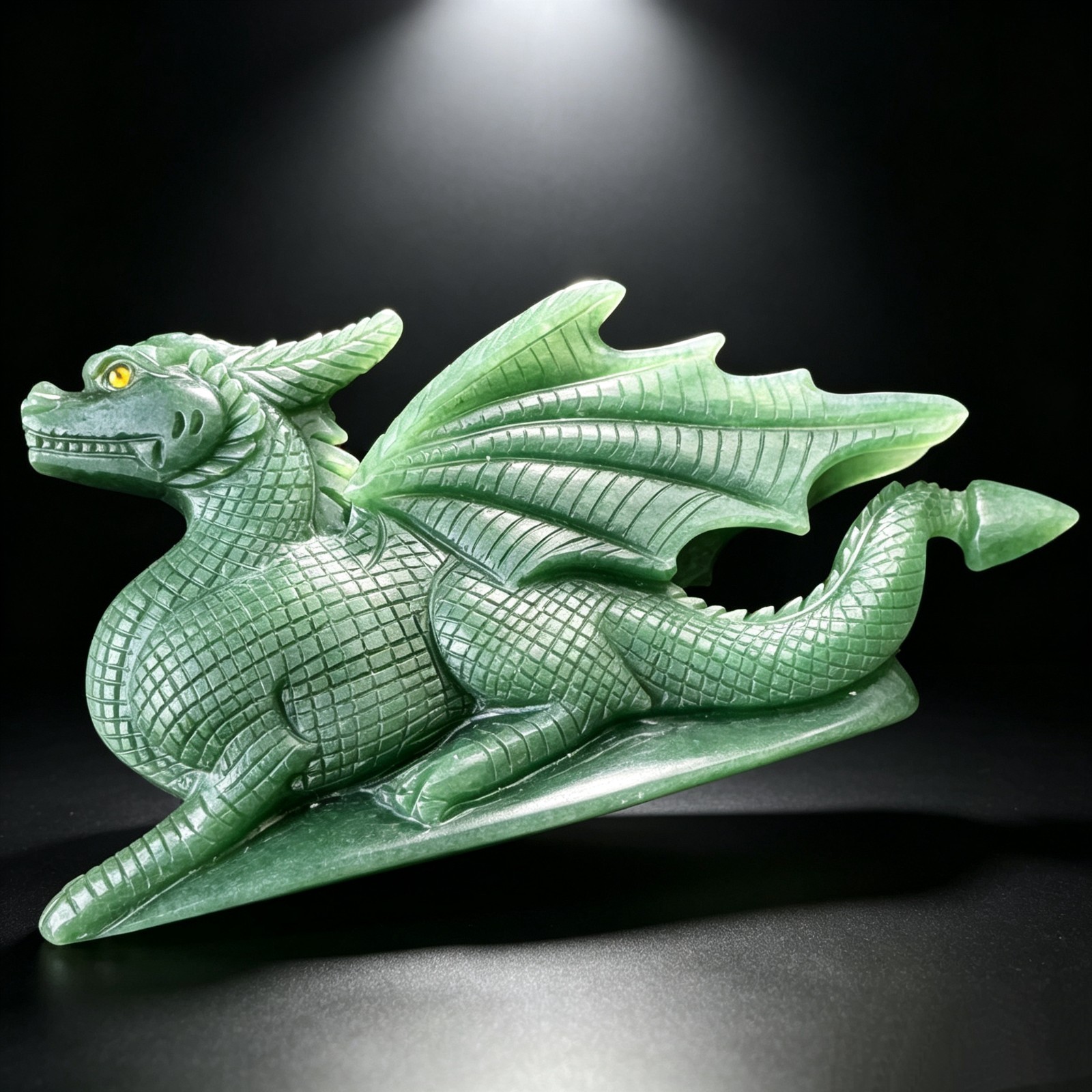Hand Carved Natural Green Aventurine Dragon – Collectible Desk Decor Sculpture