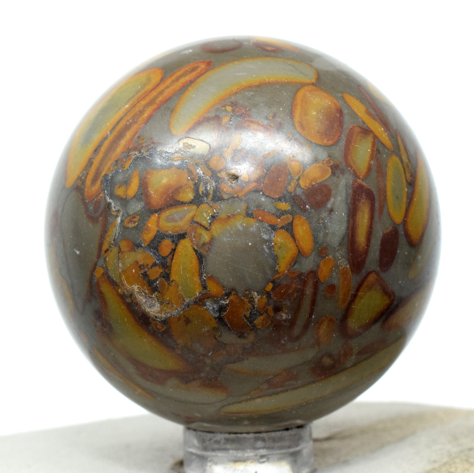 48mm Multicolor Bamboo Jasper “Snak Jade” Crystal Mineral Sphere Ball – China