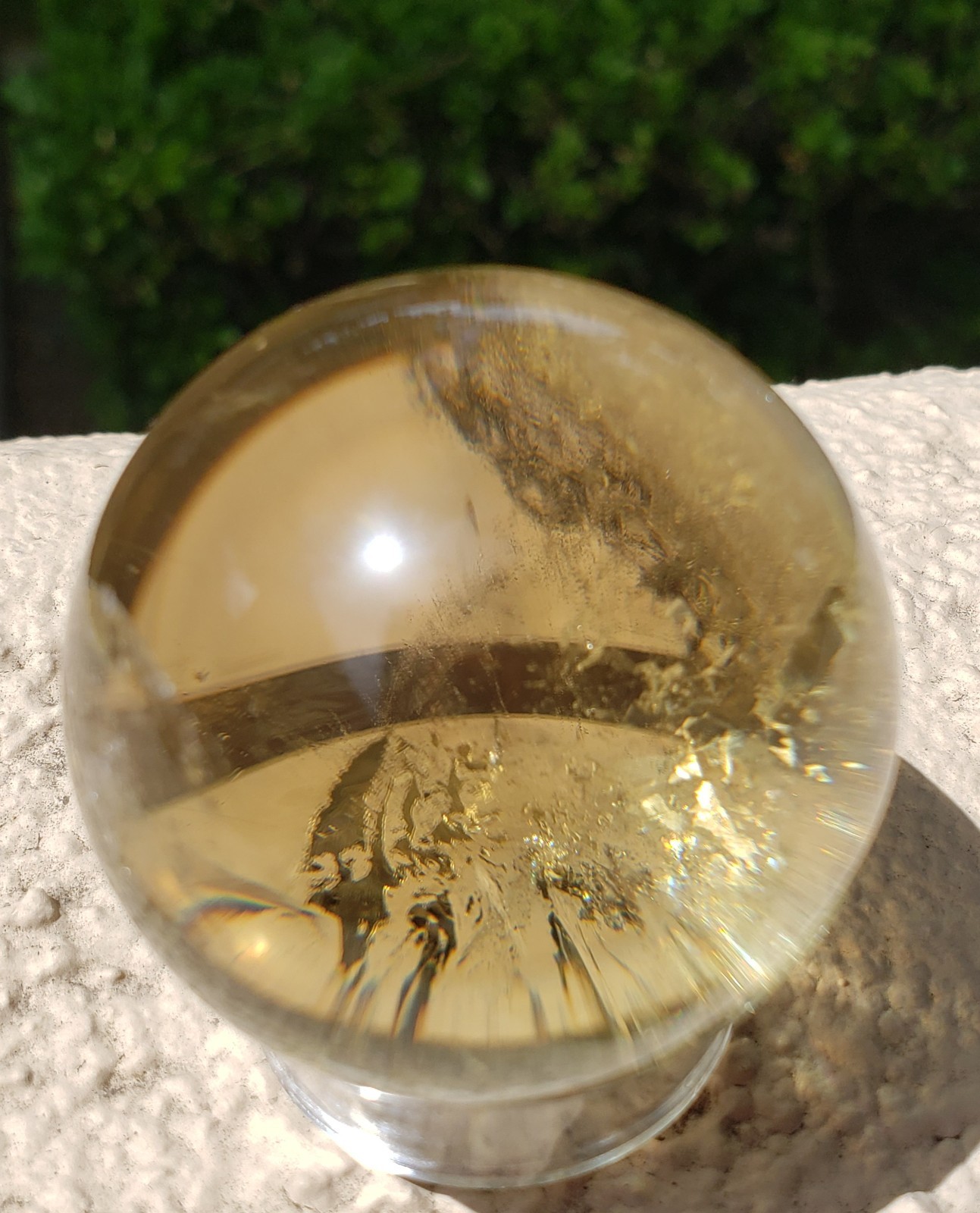 1.75″ Clear Smoky Citrine Quartz Crystal Sphere Ball Orb Rainbows, 122g