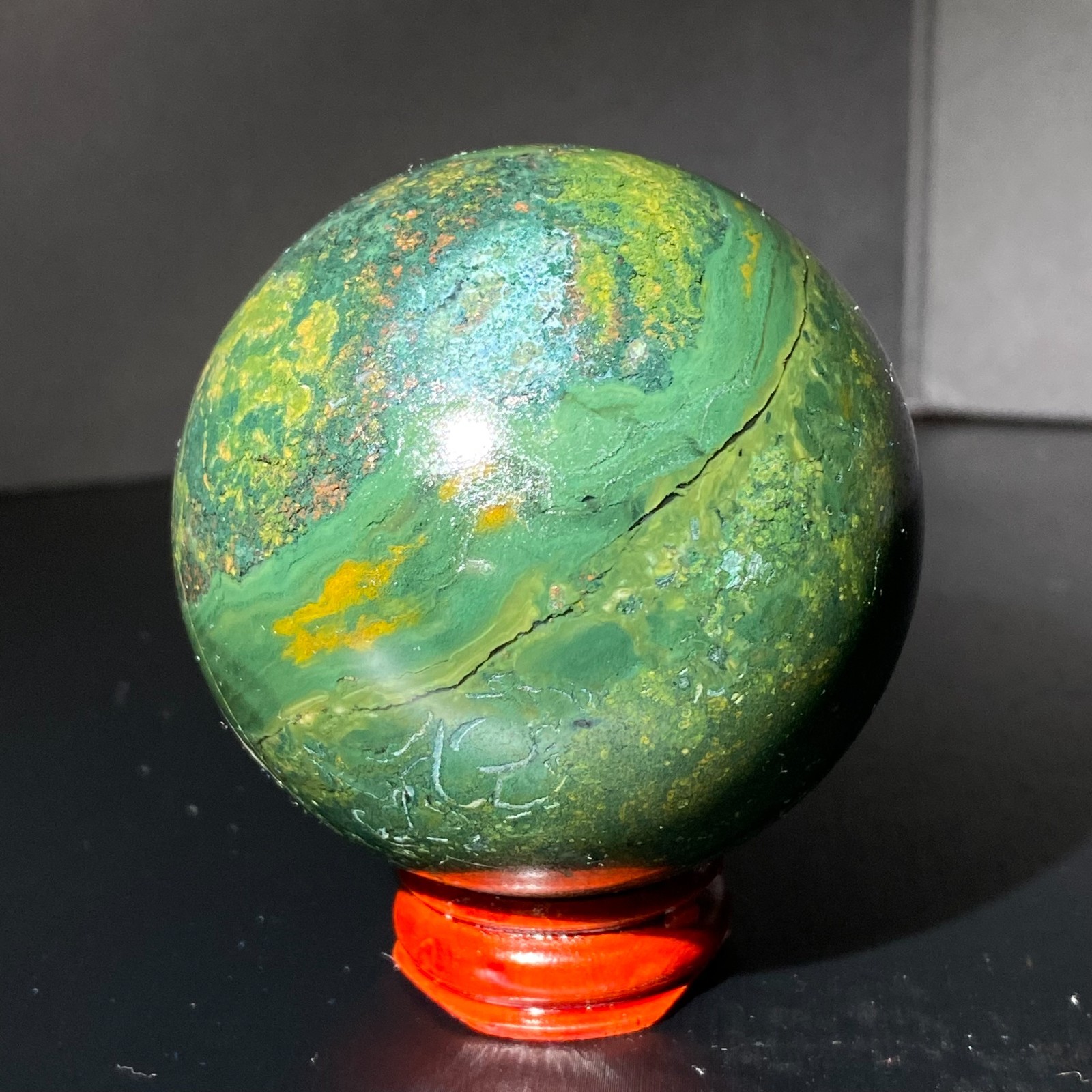 335G Natural Ocean Jasper Ball Crystal Sphere Mineral Specimen Energy Healing