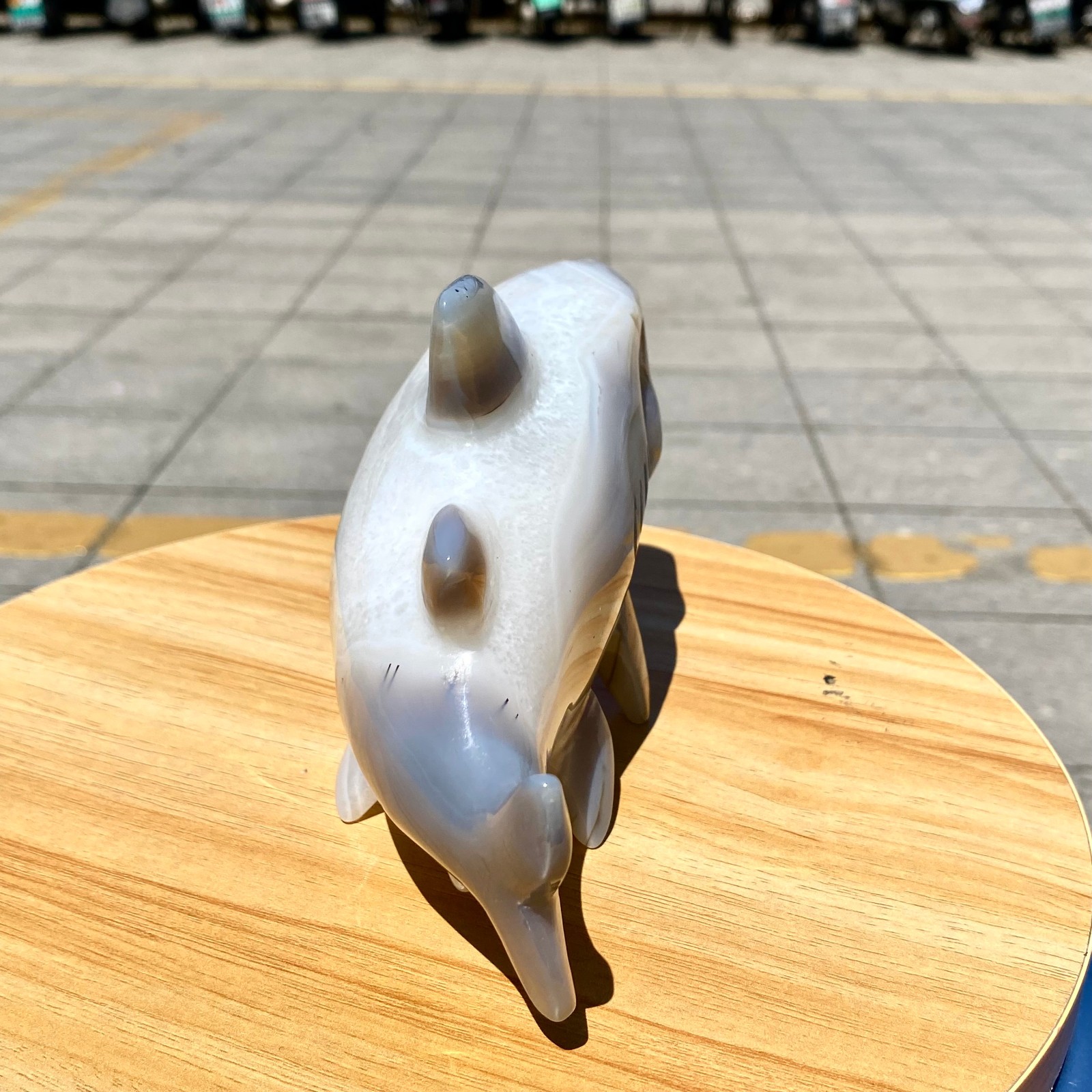 1.65LB Natural Agate Hand Carved Shark Figurine, Ocean Power Crystal Statue