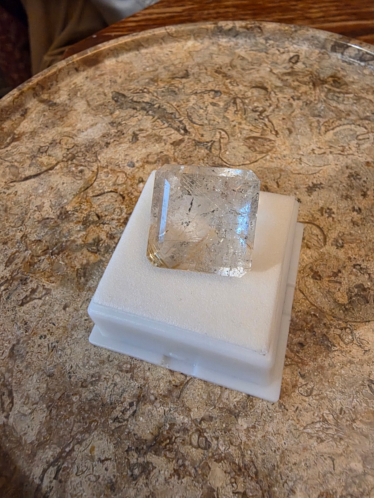 29.89 Carat Rare Transparent Topaz With Red Rutile Inclusion Fancy Octagon