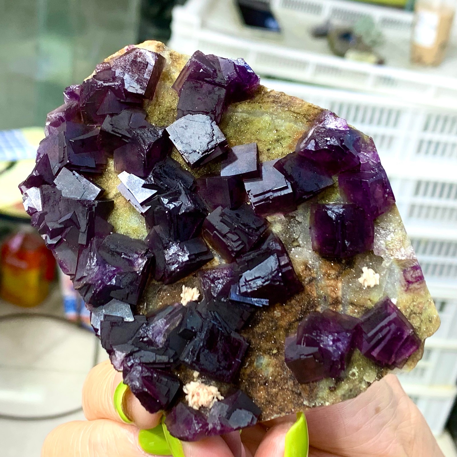 331G Rare Purple cubic fluorite mineral crystal sample/Zhejiang