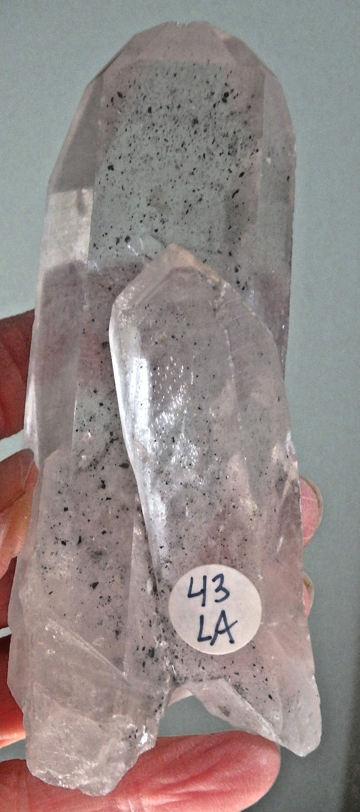 Crystal Twin Quartz Point $43 All Natural with Key Etchings 204.8 grams Rocket