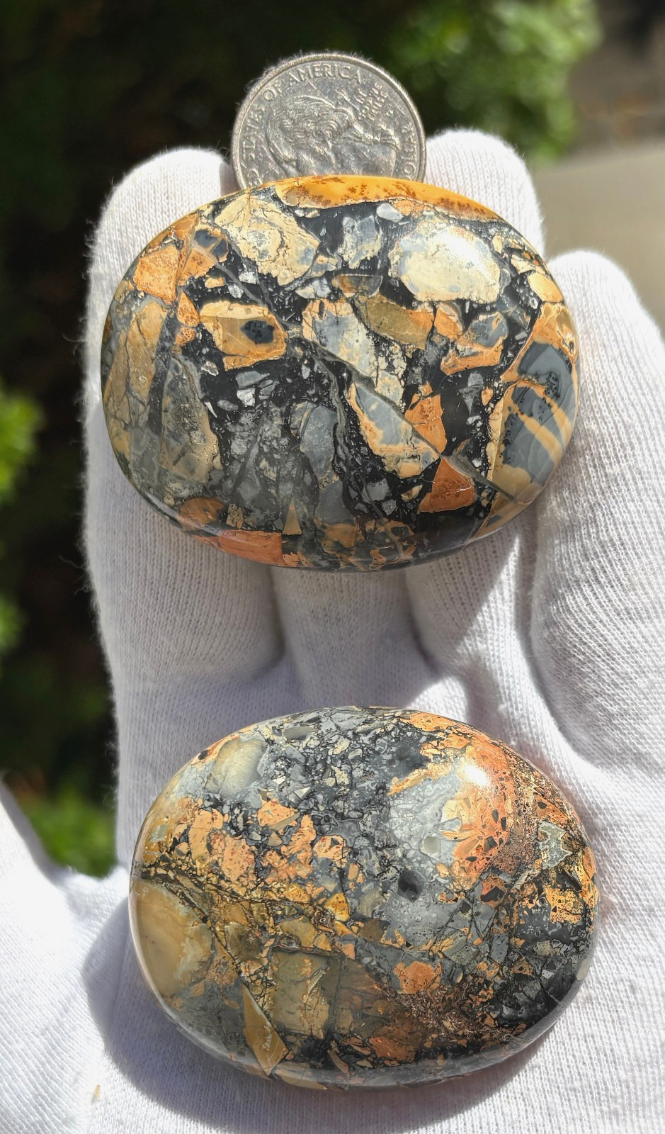 USA SALE SEE VIDEO 195g LOT MALIGANO JASPER PALMSTONES PALM STONES PALM STONE