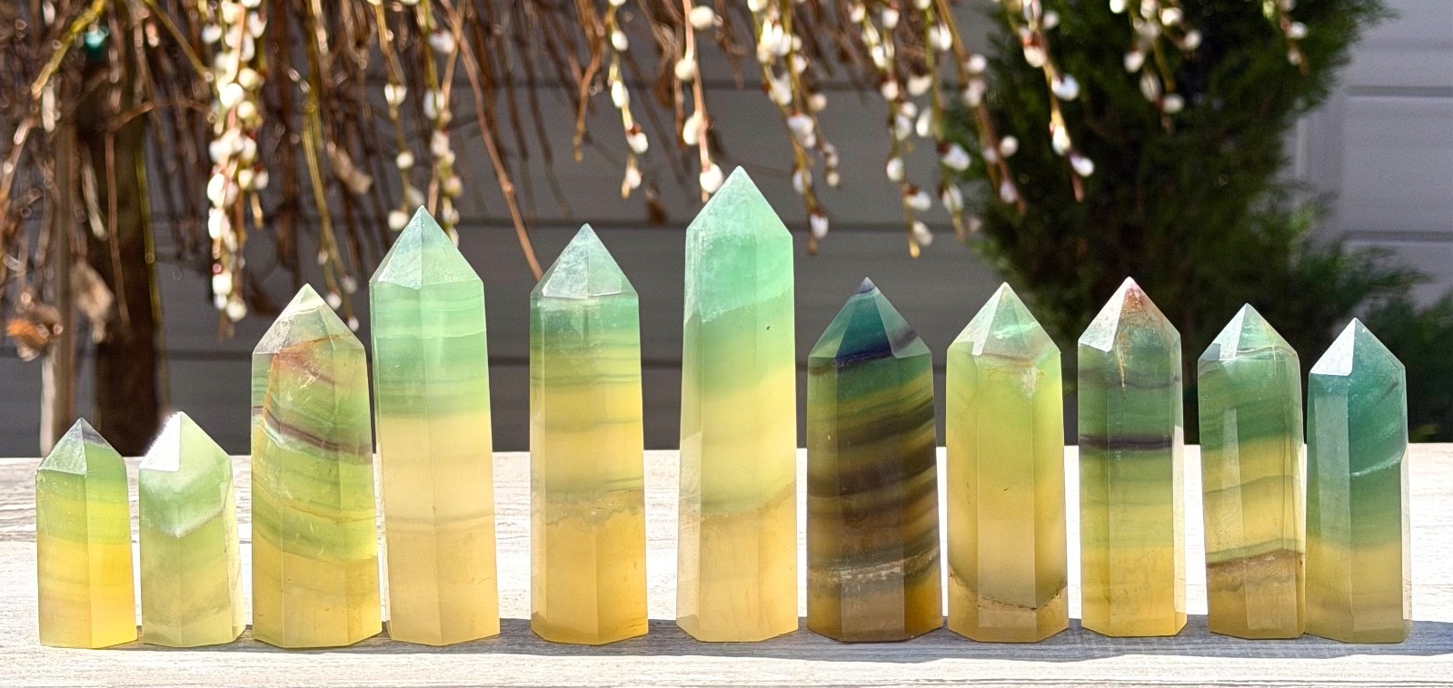 Wholesale Lot 2 Lbs Mango Fluorite Tower Obelisk Point Natural Crystal