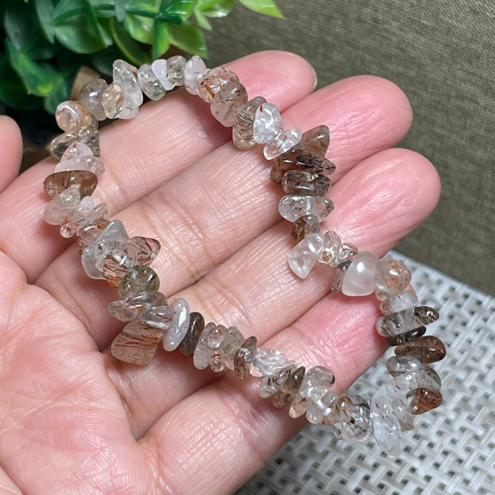 1pcs Multicolored tourmaline stone Chip beads Stretch Bracelet E6184