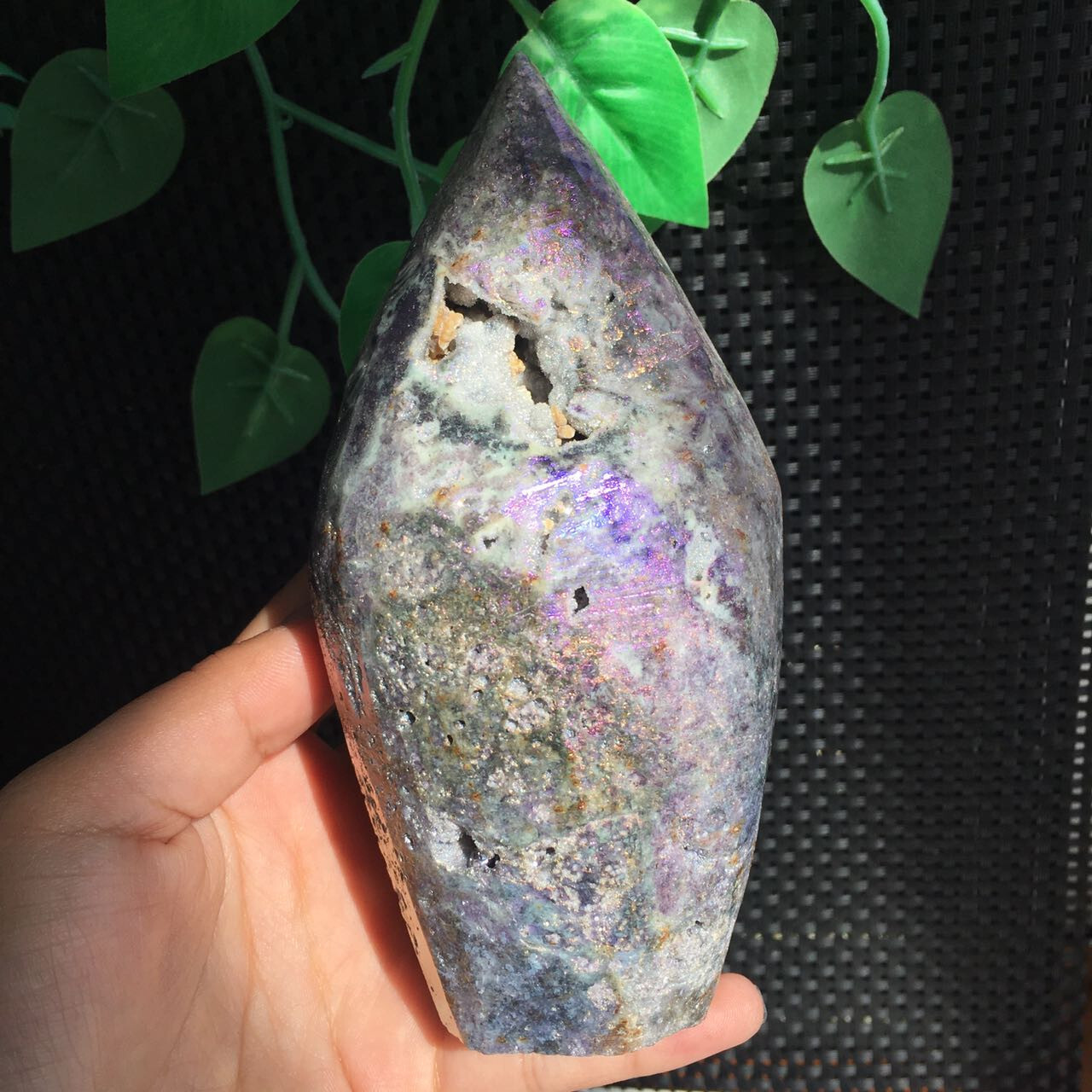 616g Titanium Angel Aura Sphalerite Geode Freeform Point Quartz Crystal Healing
