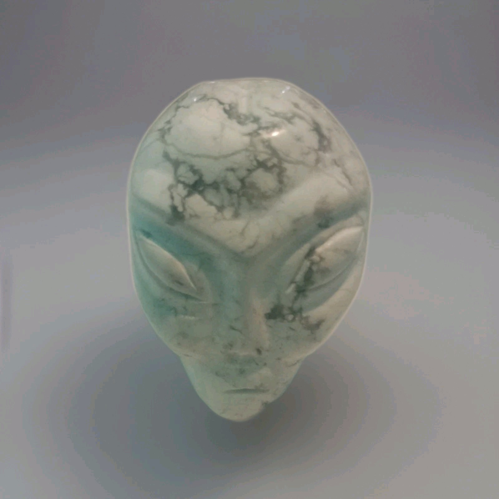 Howlite Carved Alien Skull 1.5″ White & Gray Natural Stone Realistic Look