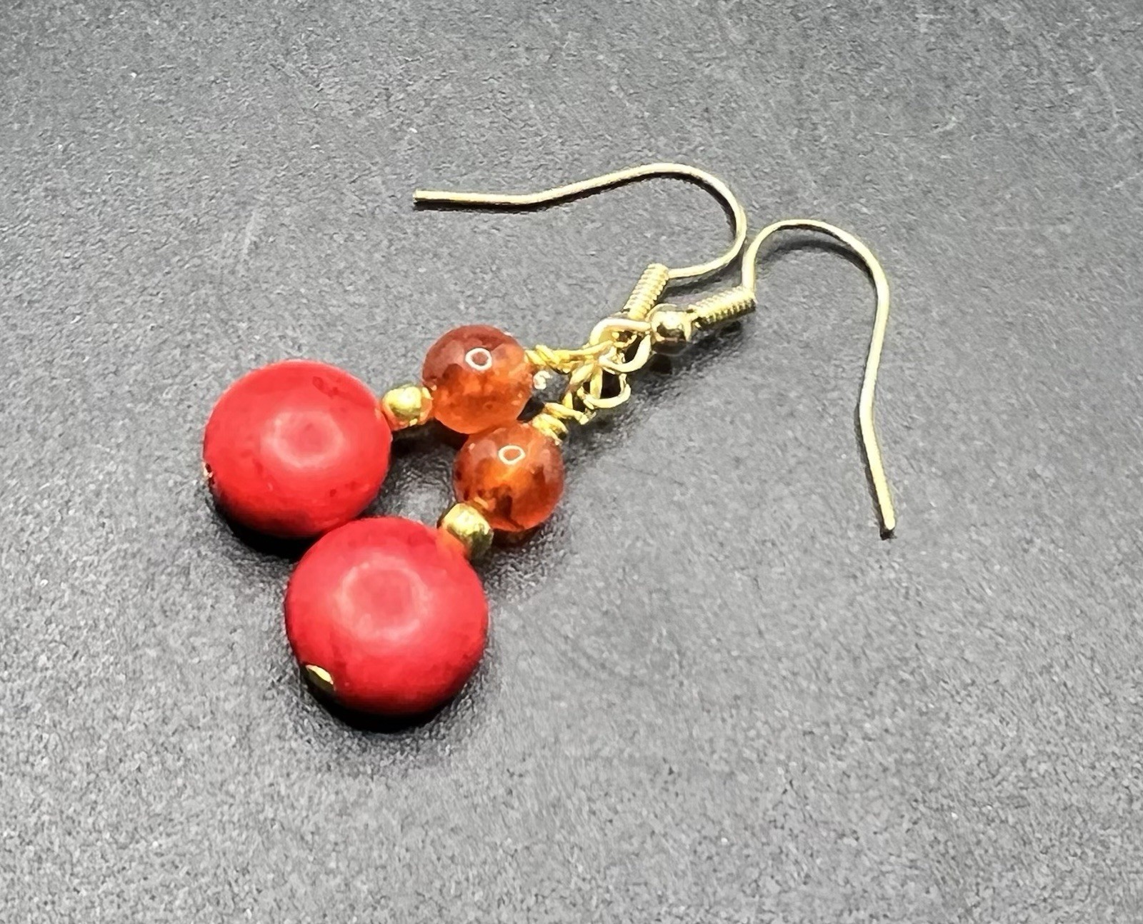 Carnelian & Red Magnesite Genuine Stone Handmade Earrings