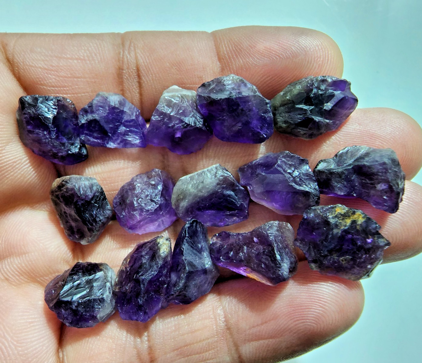 15 PCS Glowing A+ Purple Amethyst Rough Gemstone Raw Size 13-17 MM Crystal Rough