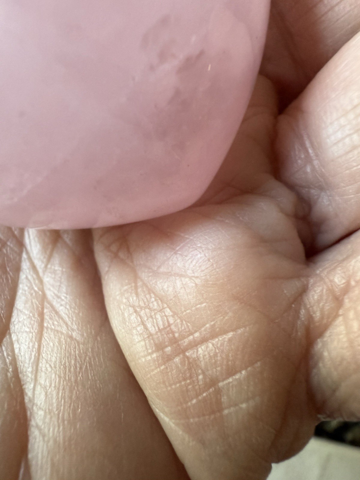 Pink Rose Quartz Crystal Heart Gemstone 1 1/2”Wide Solid No Hole Valentine
