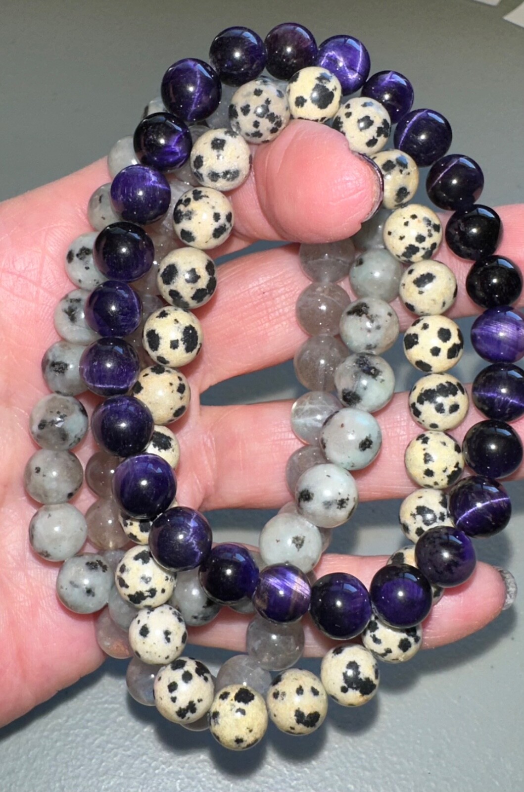 Set of 4 different Quartz Crystal Bracelets 8”, Metaphysical,Jewelry,Gem,Unique