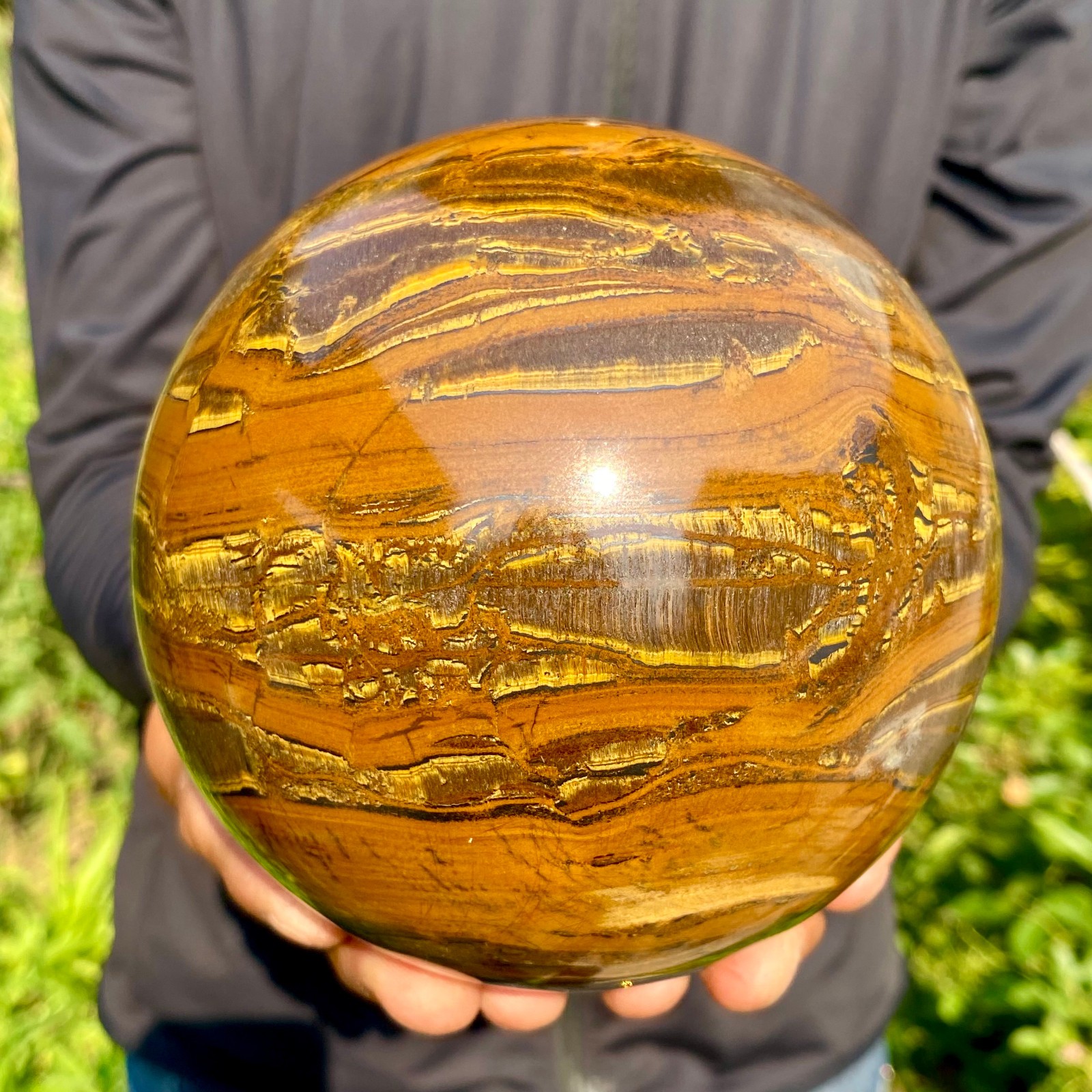 5.95LB Large Natural Tiger Eye Stone Crystal Ball Quartz Healing Sphere Décor