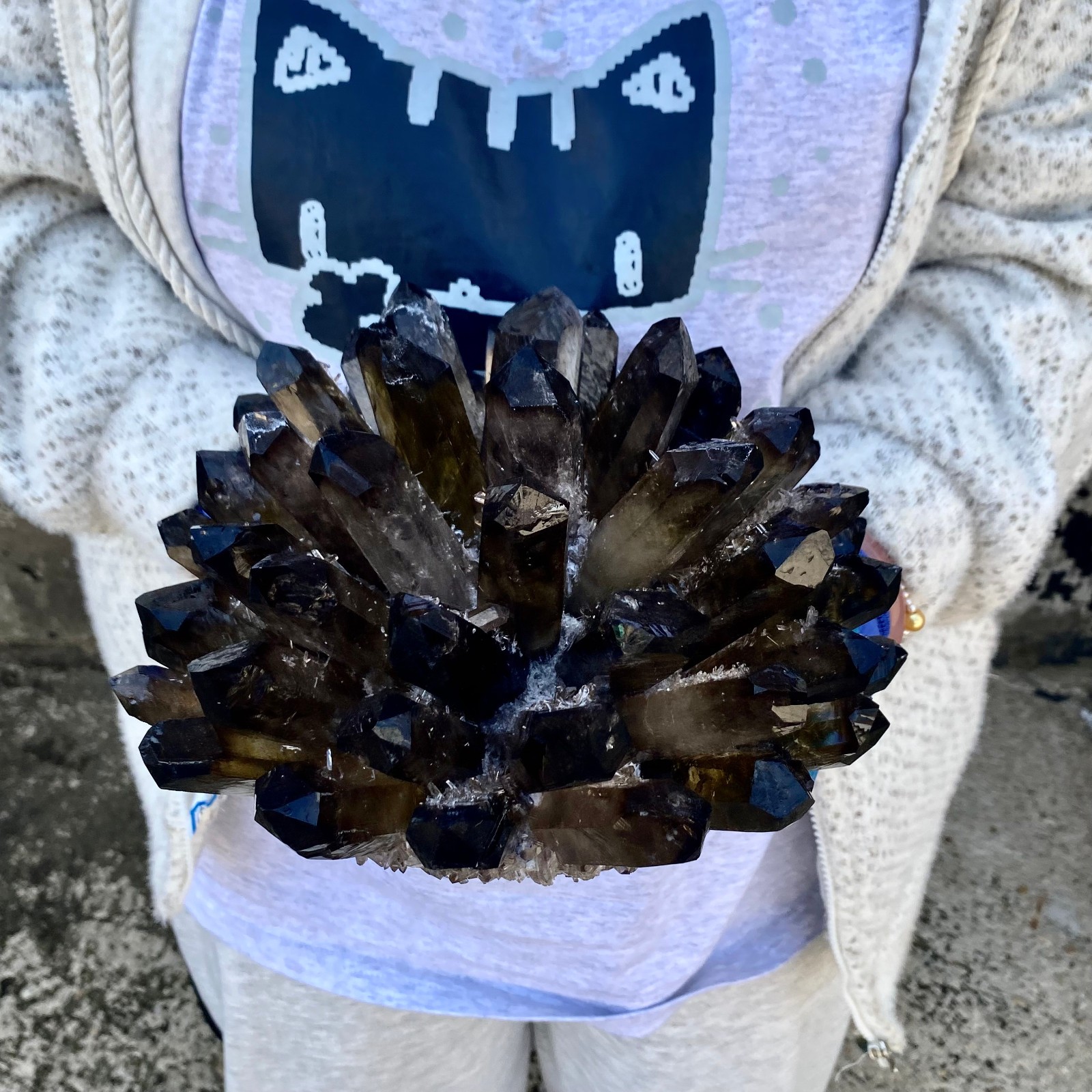 12G New Find black Phantom Quartz Crystal Cluster Mineral Specimen Healing