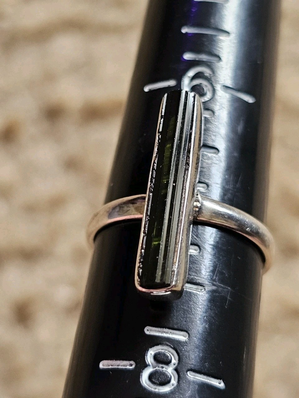 Sterling Silver Green Tourmaline Ring, Size 7, Crystals & Stones, Mineral