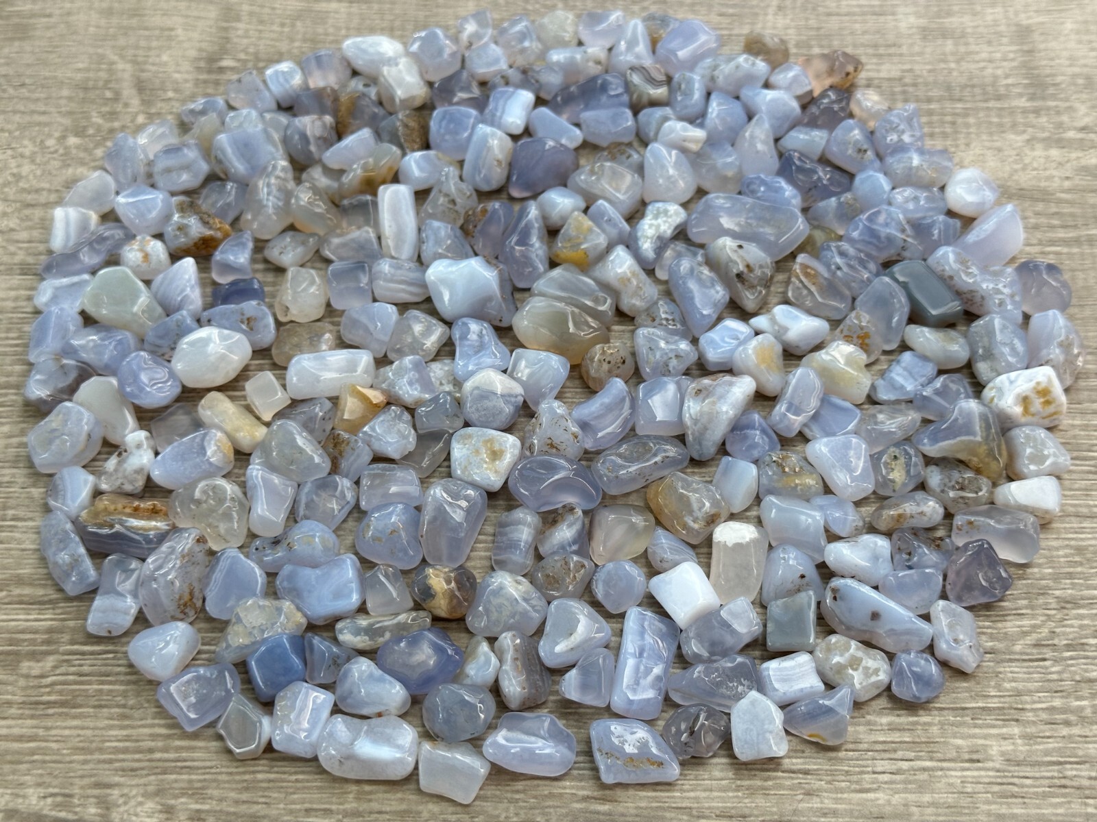 Grade A++ Blue Chalcedony Semi Tumbled Gemstone Chips 8-18mm, Wholesale Bulk Lot