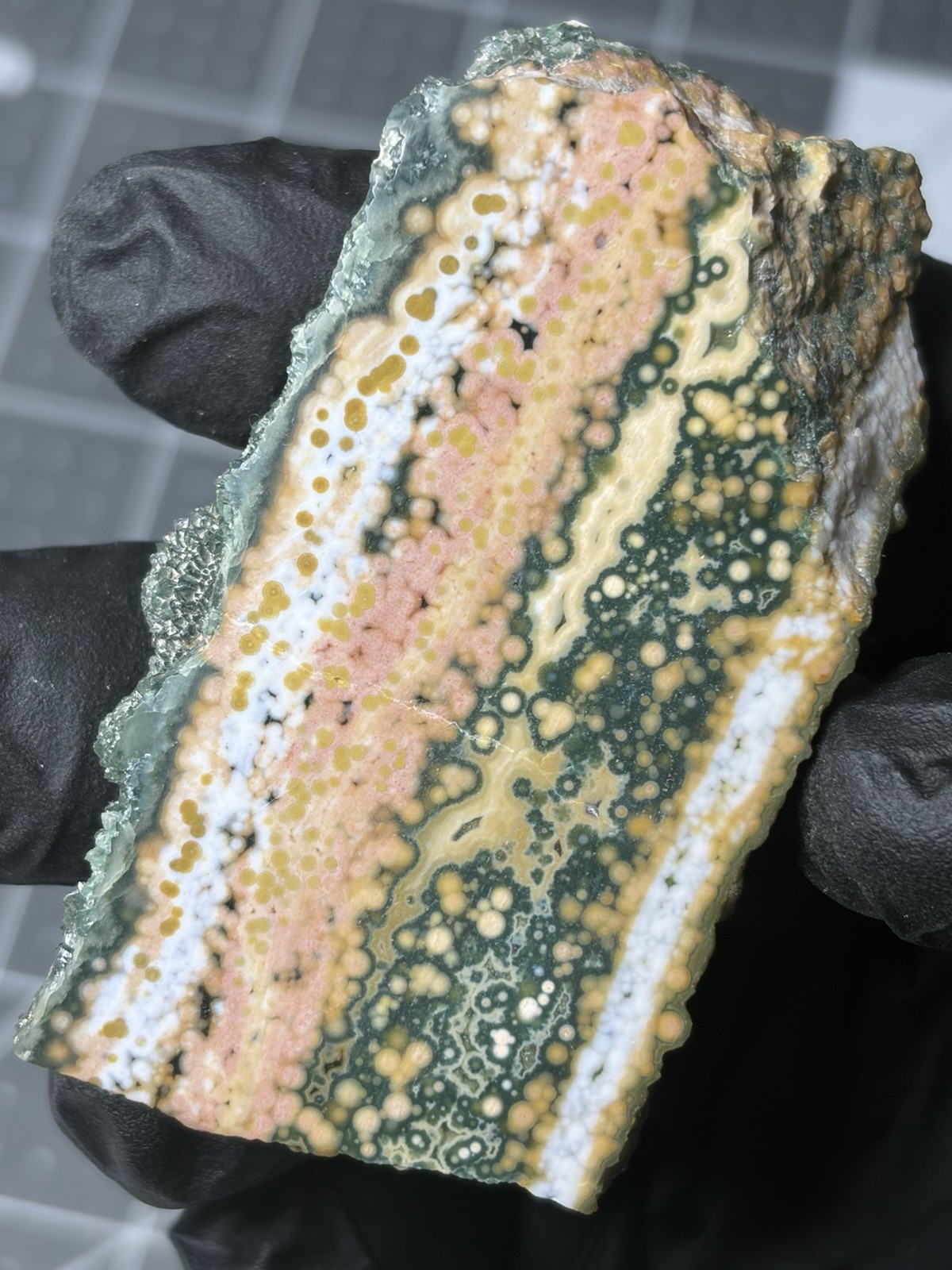 Excellent Ocean Jasper Face Polished Specimens Colorful Orbs Druzy