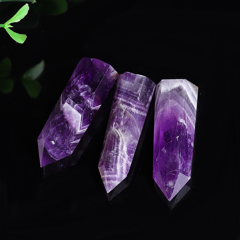 Natural Chevron Amethyst Crystal Tower Spiritual Decoration Healing Reiki