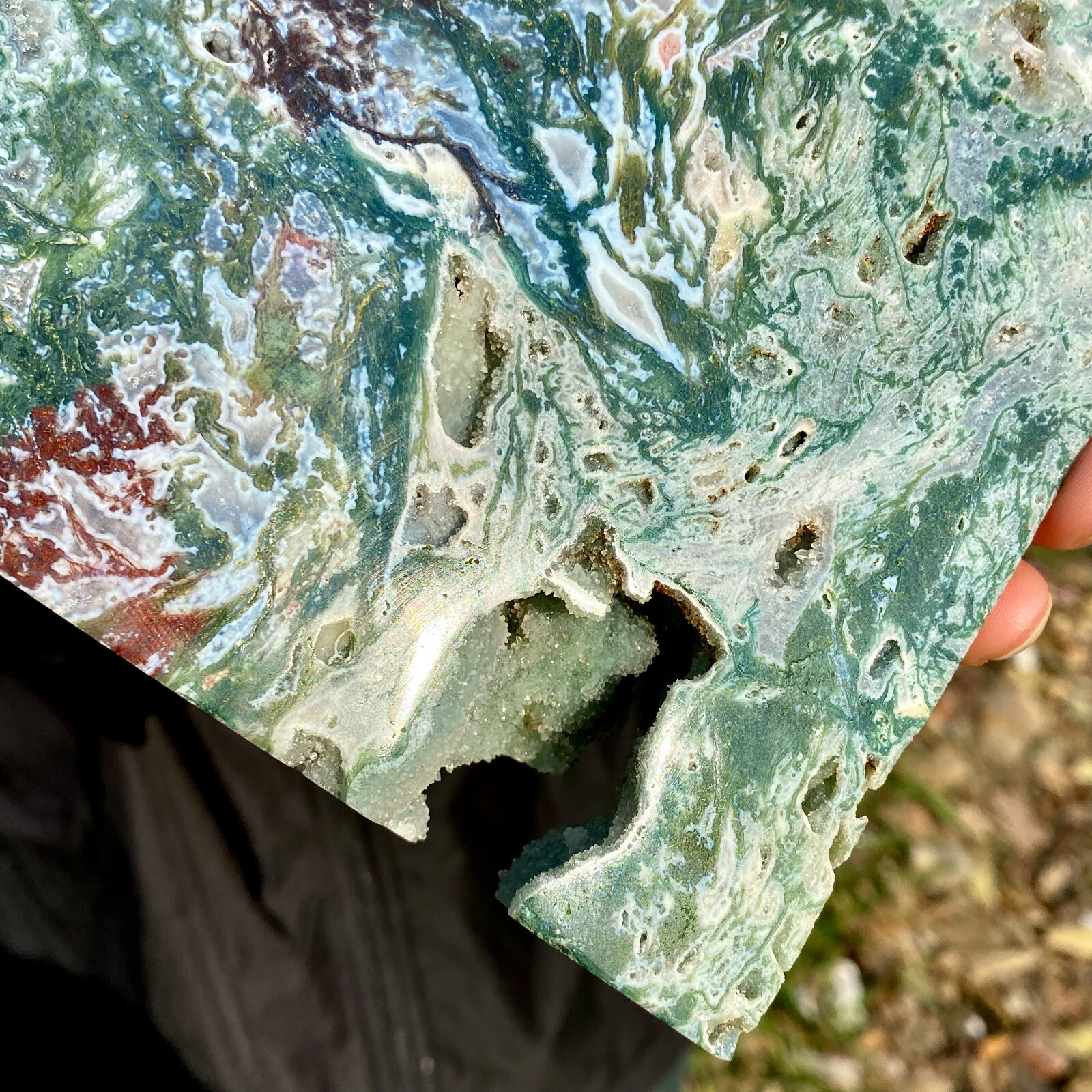 7.73LB Natural green moss agate quartz crystal obelisk aura healing