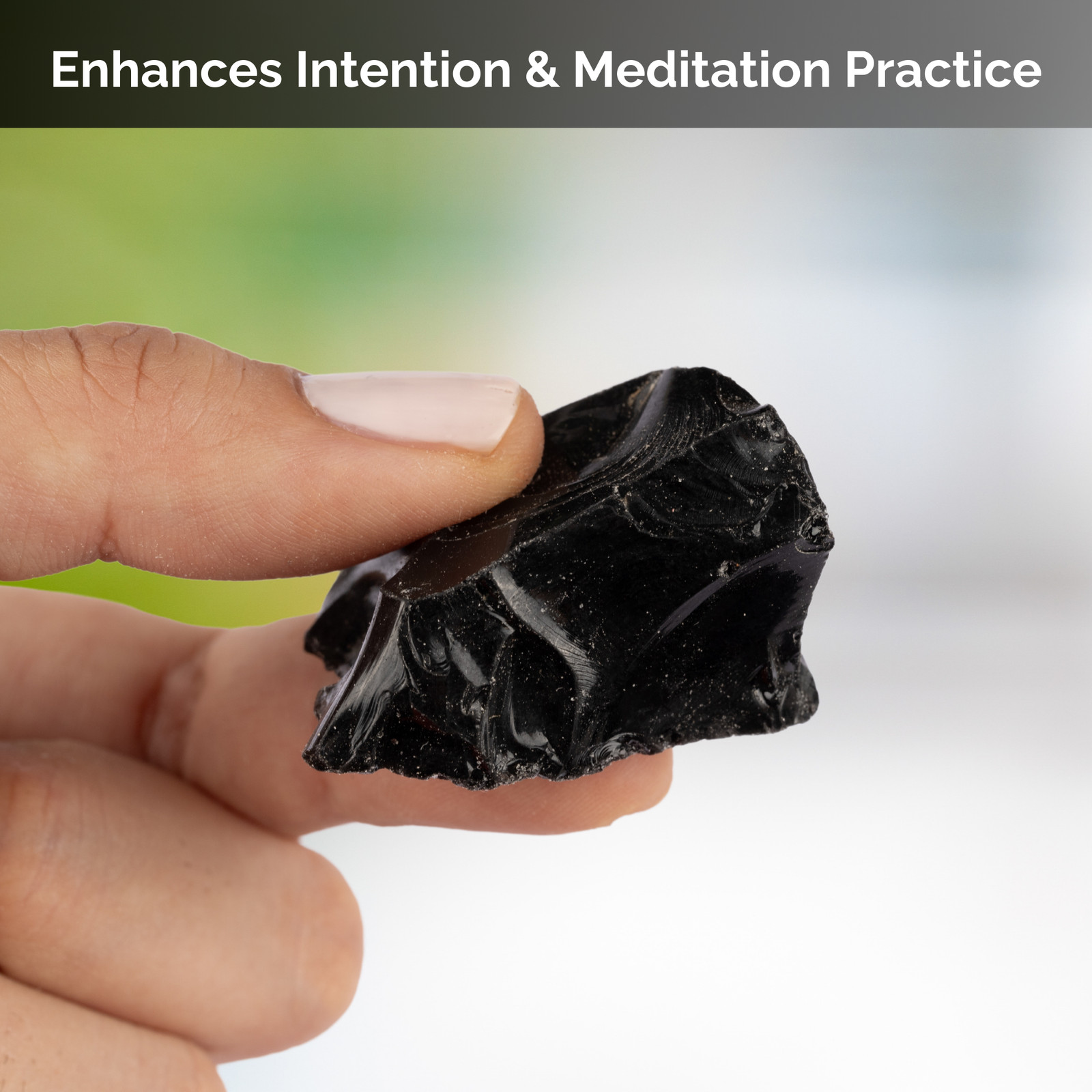 Black Obsidian Raw Crystal Stone – Healing Crystals and Stones for Meditation, R