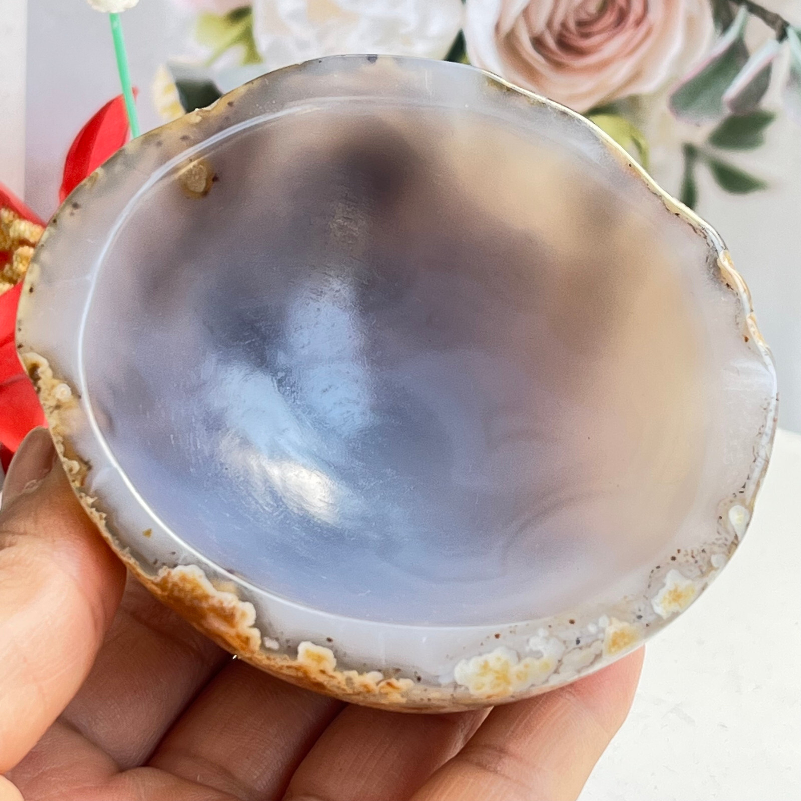 257g TOP Rare Natural Agate ashtray Polished Coin Dish Madagascar MD9
