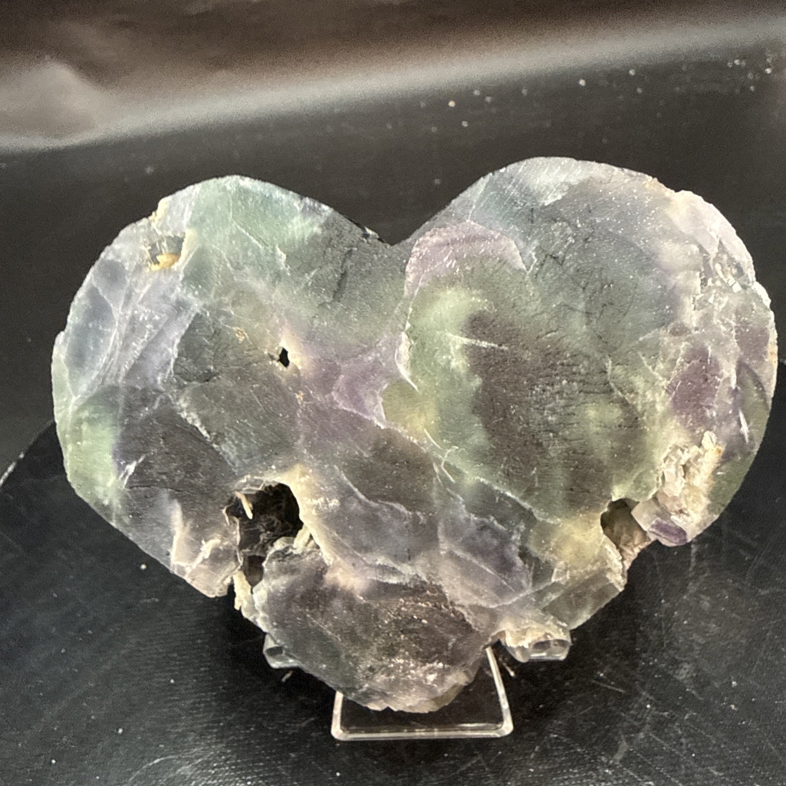 Multi-Colored Natural Faced Cubic Flourite Heart Specimen! Minerals, Crystals!