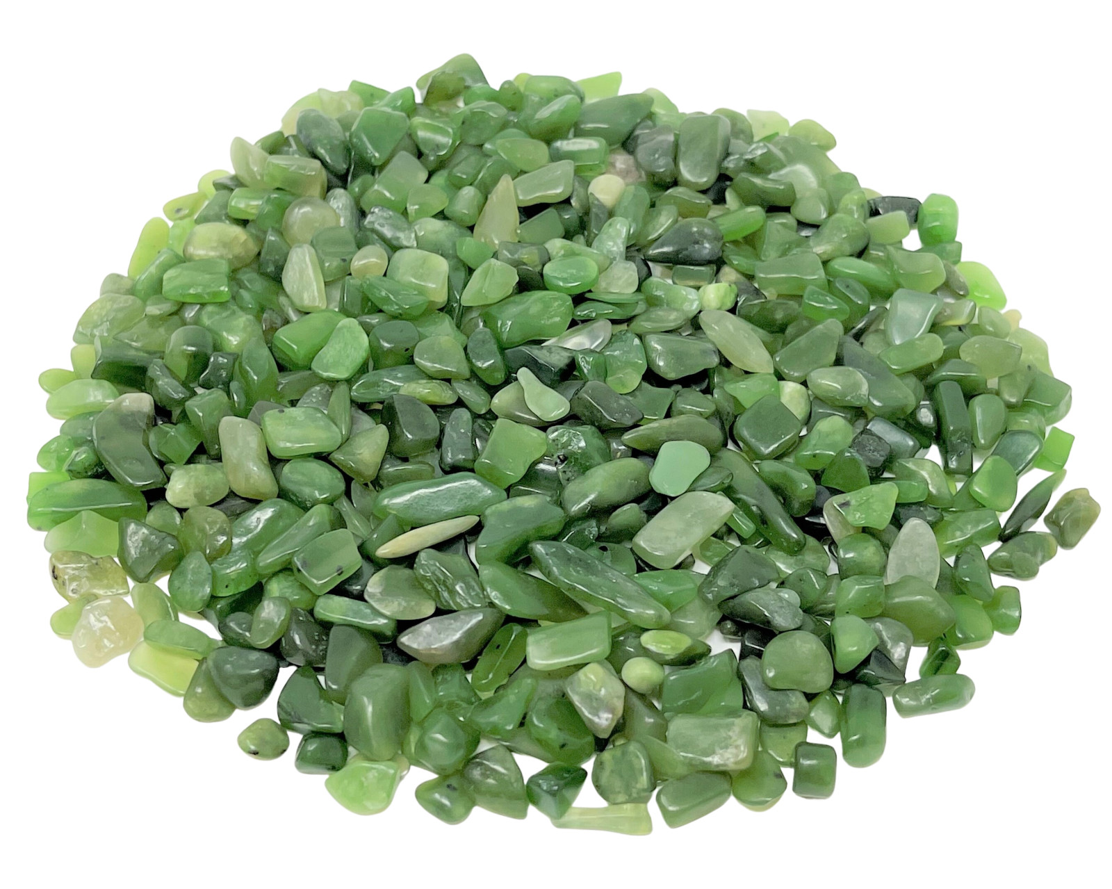 Jade Nephrite Semi Tumbled Gemstone Mini Chips 5-15 mm, ‘A’ Grade Wholesale Lots
