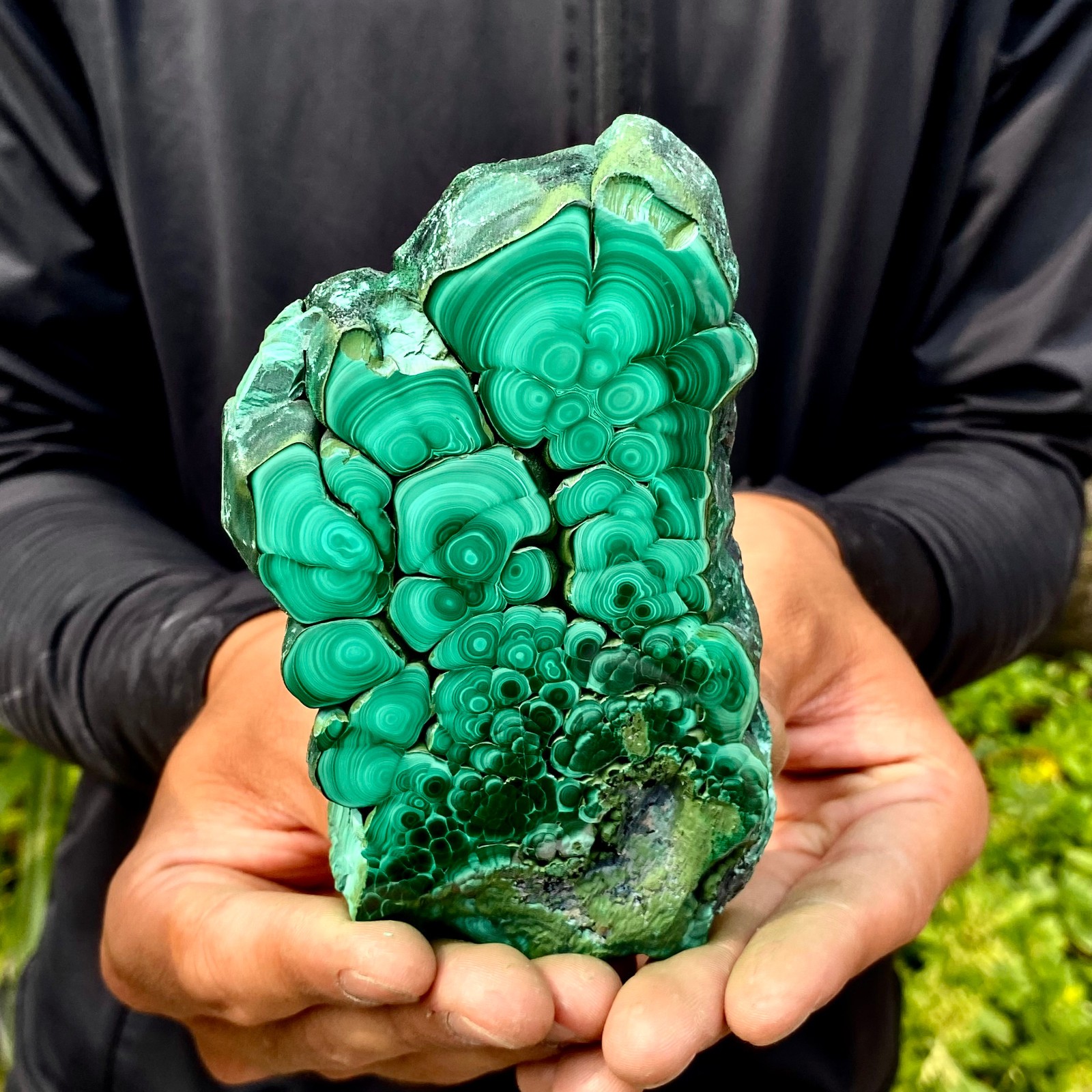 389G Natural malachite slice quartz crystal luster mineral specimen