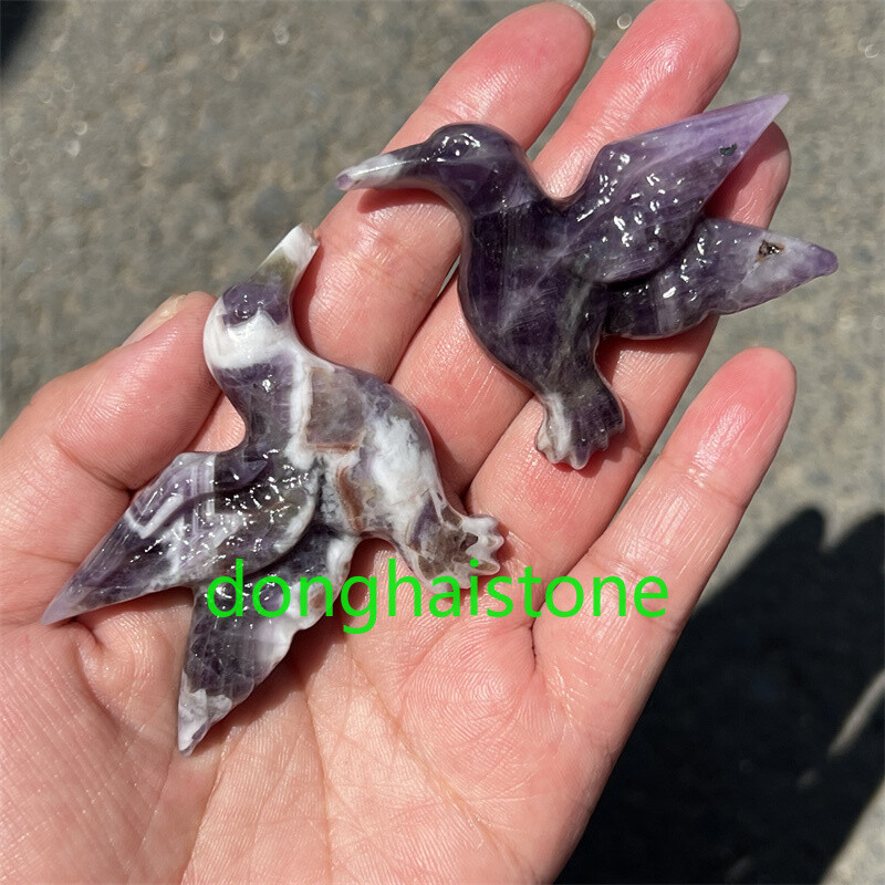 2.4″ Natural Dreamy Amethyst Phoenix bird Skull Quartz Crystal Skull Healing 1PC