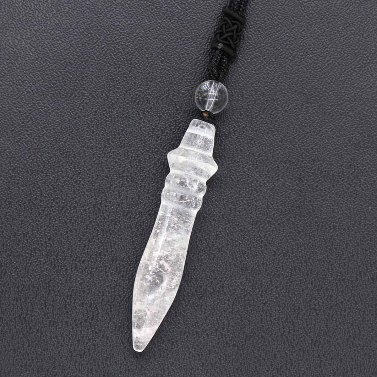 Natural Crystal Quartz Amethyst Fluorite Stone Pharaoh Scepter Pendant Necklace