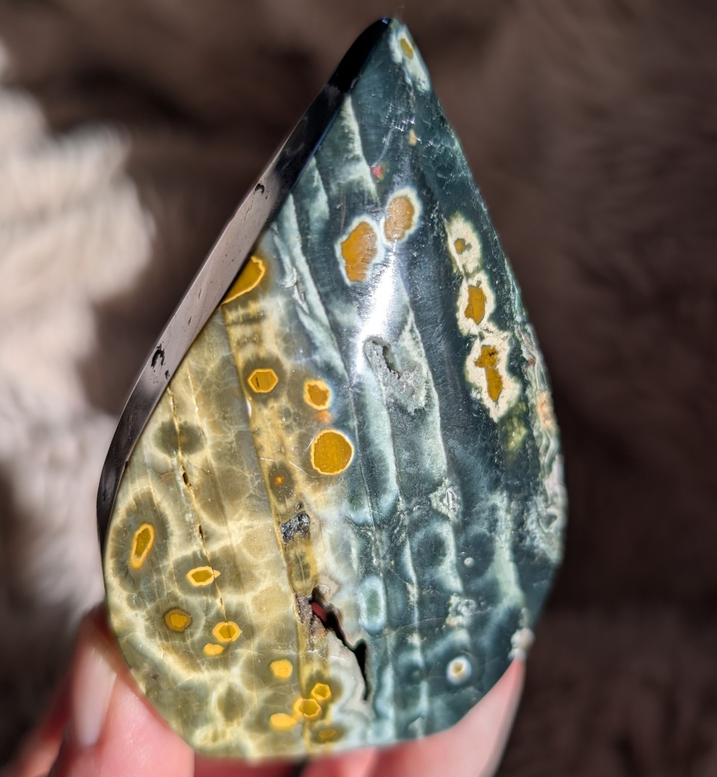 Ocean Jasper Freeform Ornament Crystal Teardrop OJ Gemstone Tower