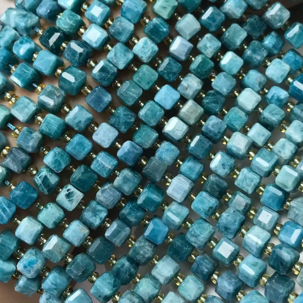Natural Blue Apatite Beads for cube sugar DIY Bracelet Necklace Jewelry Making