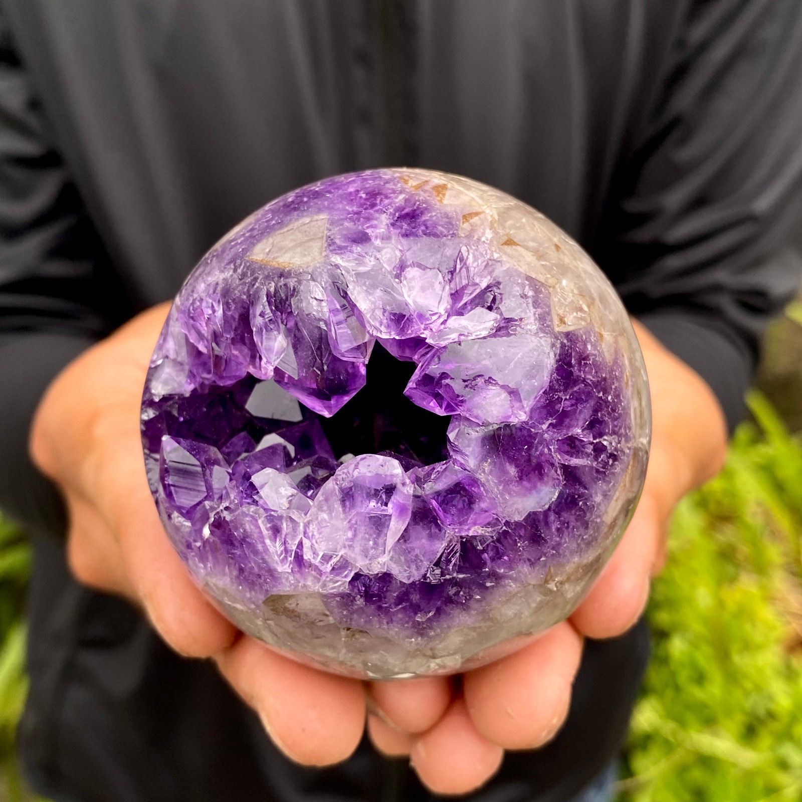 381G Natural Amethyst Agate Opening Smile Quartz Cluster Crystal Specimen Heal