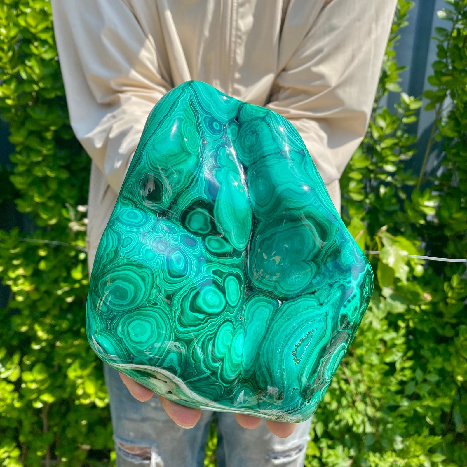 4.54LB Natural glossy Malachite transparent cluster rough mineral sample