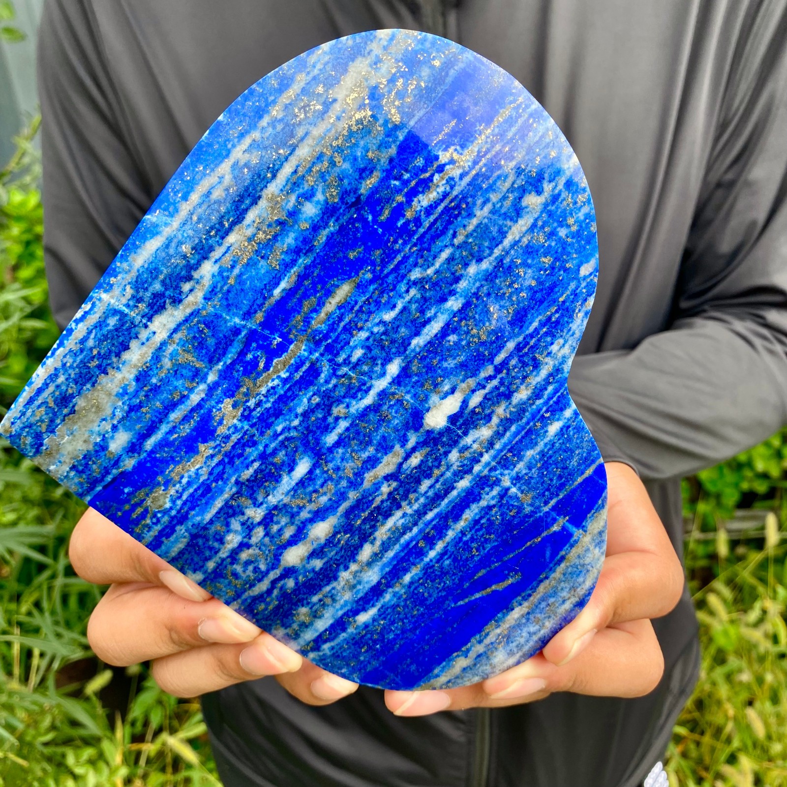 2.1LB Natural Polished Lapis Lazuli Heart Stone Chakra Healing Crystal Home De