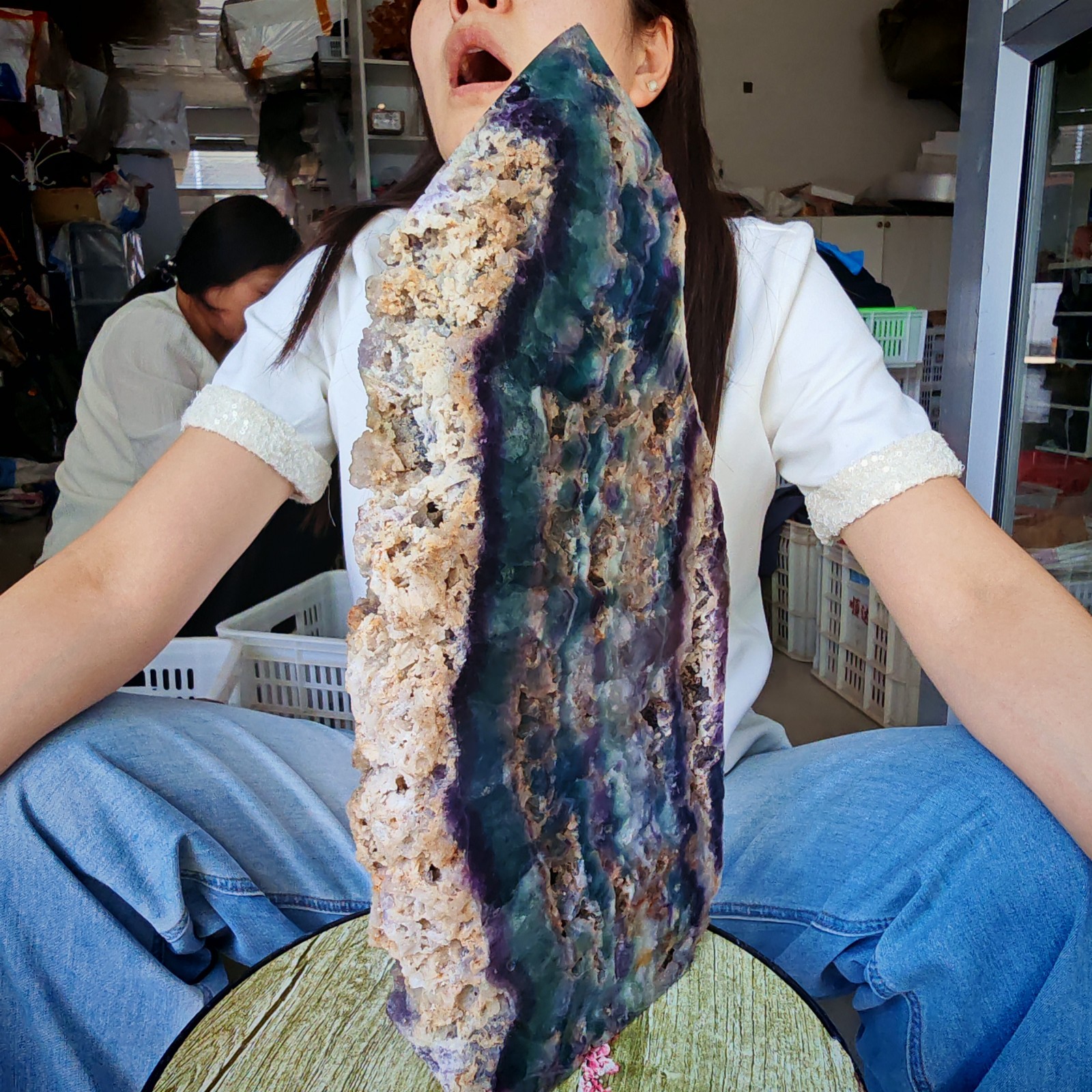 14.3LB Restoration of Natural Colored Fluorite Crystal Specimens 6500g