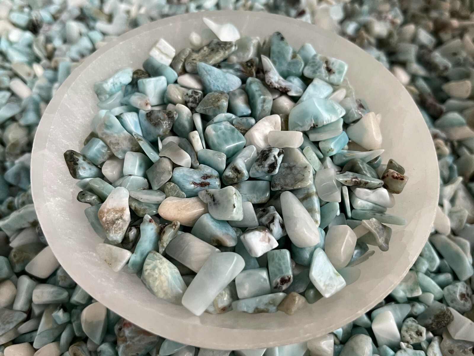 Grade A++ Larimar Semi Tumbled Gemstone Mini Chips 5 -12mm, Wholesale Bulk Lot