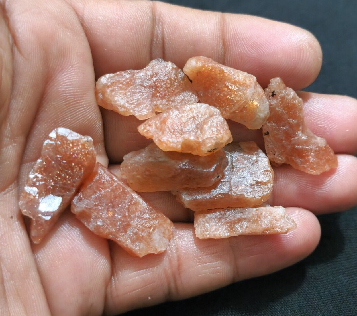 High Quality Sunstone Raw 9 Pcs Lot Size 21-28 MM Sunstone Rough Loose Gemstone