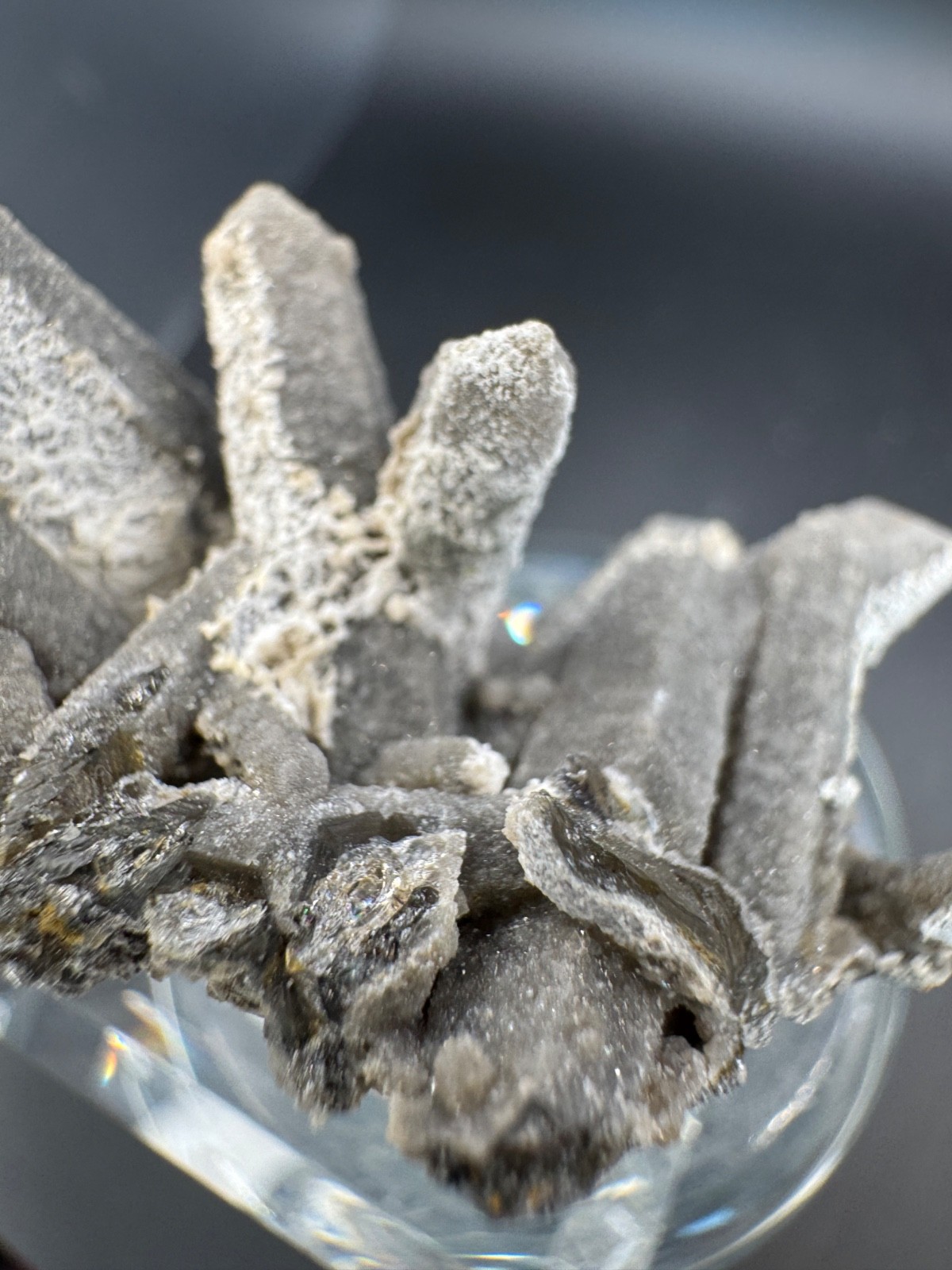 6347 Gray Candle Quartz Cluster with Druzy Coating Inner Mongolia 22g