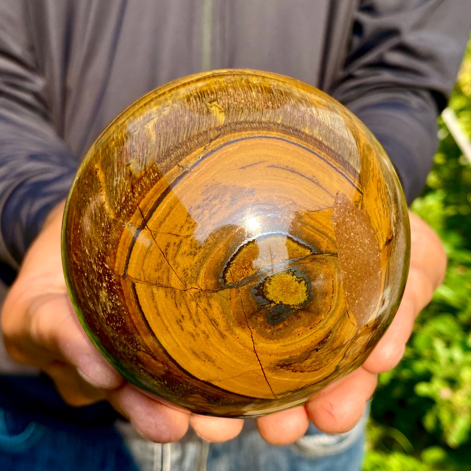 2.07LB Natural Tiger Eye Stone Crystal Ball Quartz Healing Sphere Décor