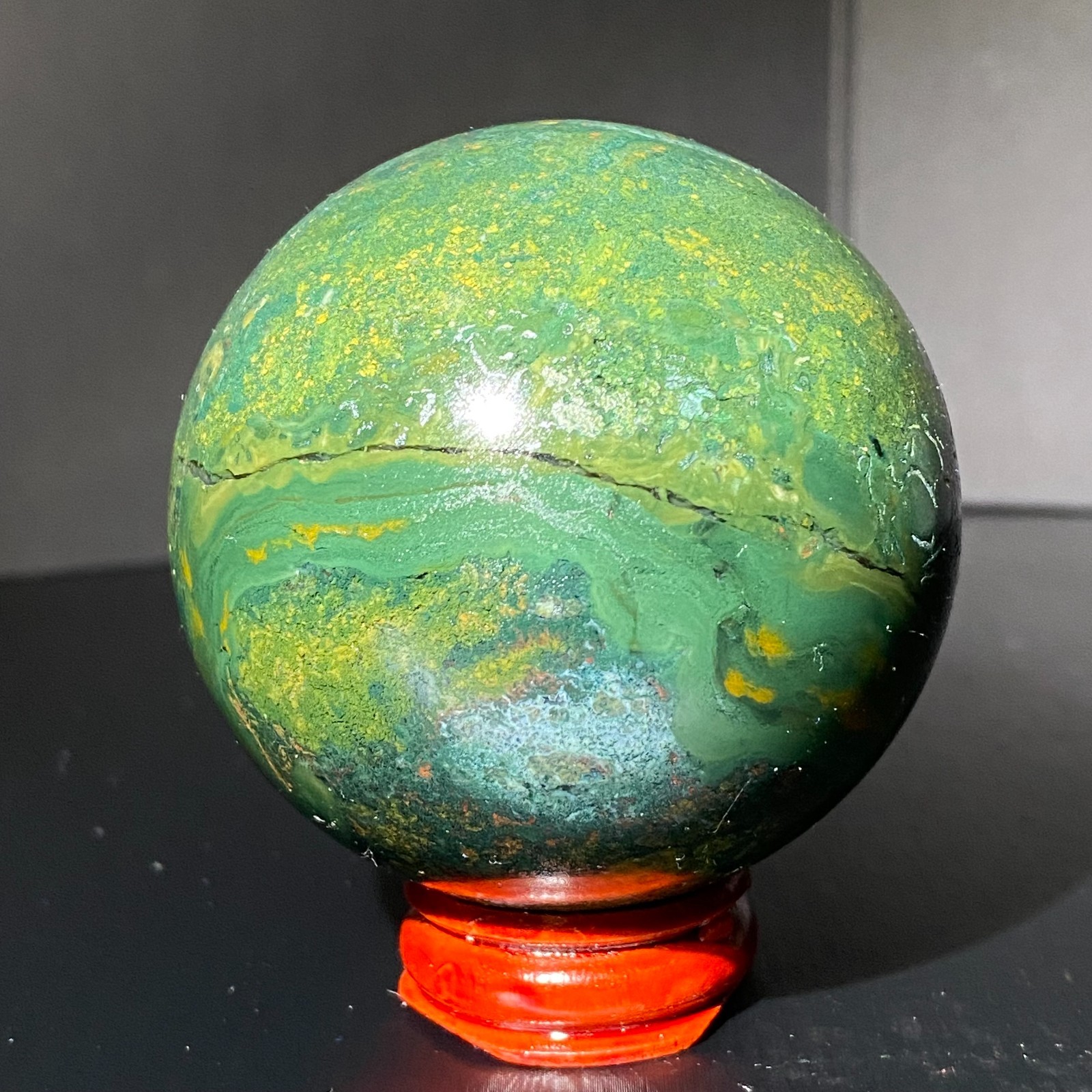 335G Natural Ocean Jasper Ball Crystal Sphere Mineral Specimen Energy Healing