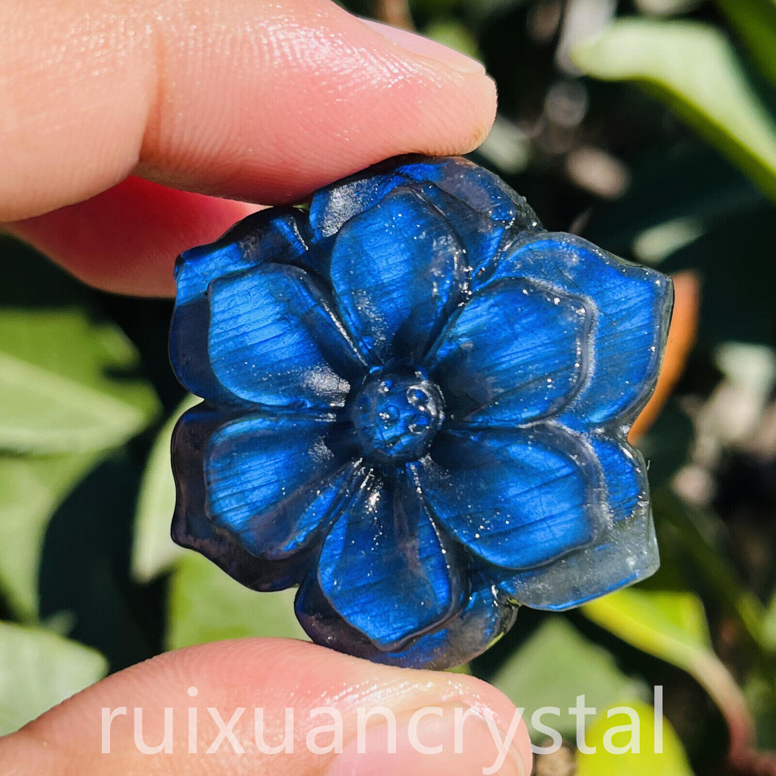 1pc Natural Labradorite Quartz Hand-Carved Flower skull Crystal Reiki healing