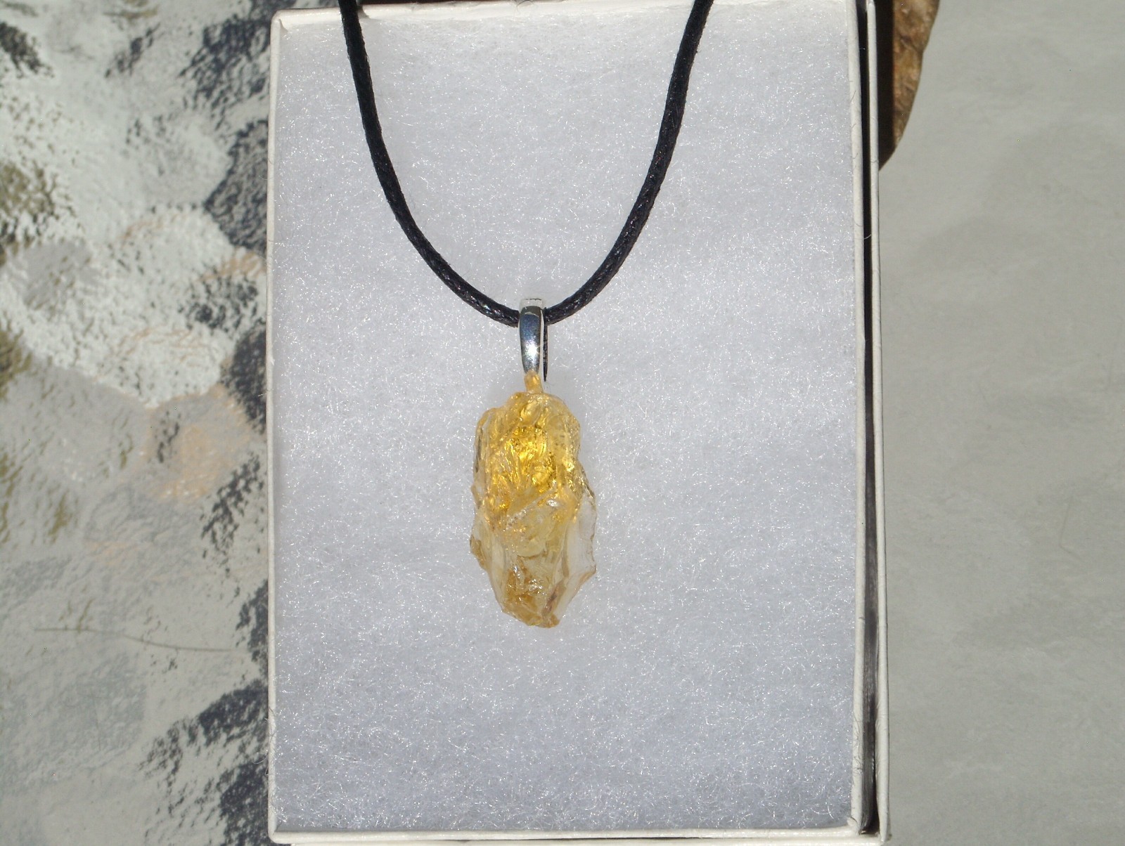 Natural Raw Rough Citrine Crystal Free Form Stone Pendant Necklace Small