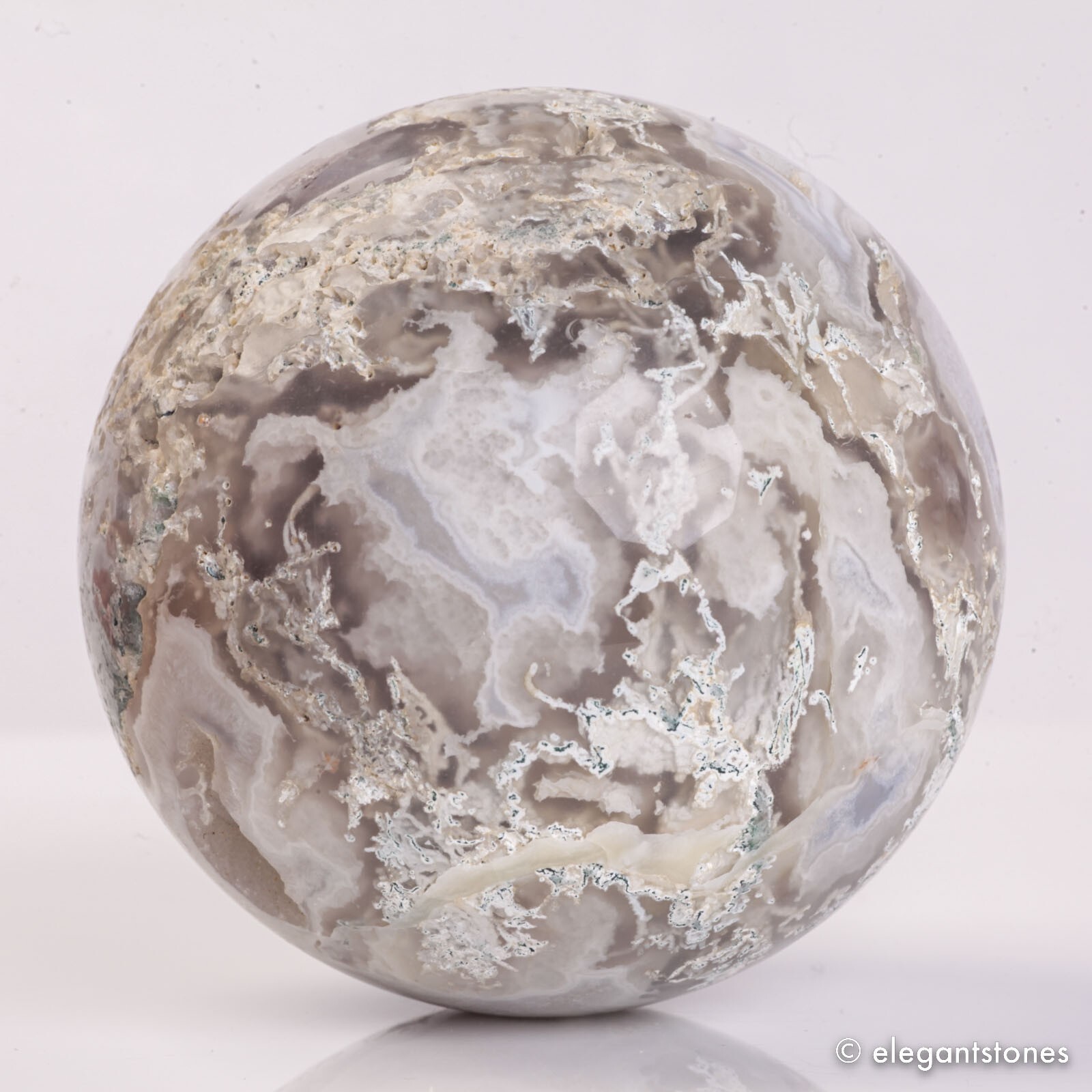 727g 83mm Moss Agate Sphere Crystal Natural Aquatic Plant Water Grass Reiki Ball